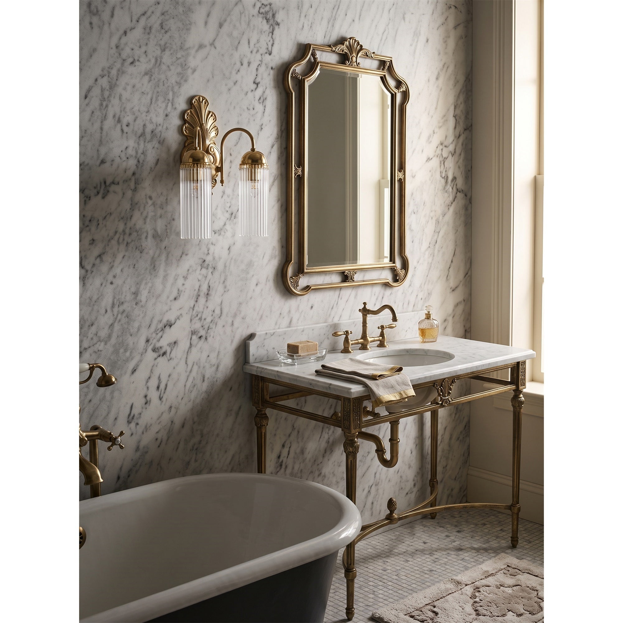 The Triest Wall Sconce shown illuminated, casting a warm, ambient glow.