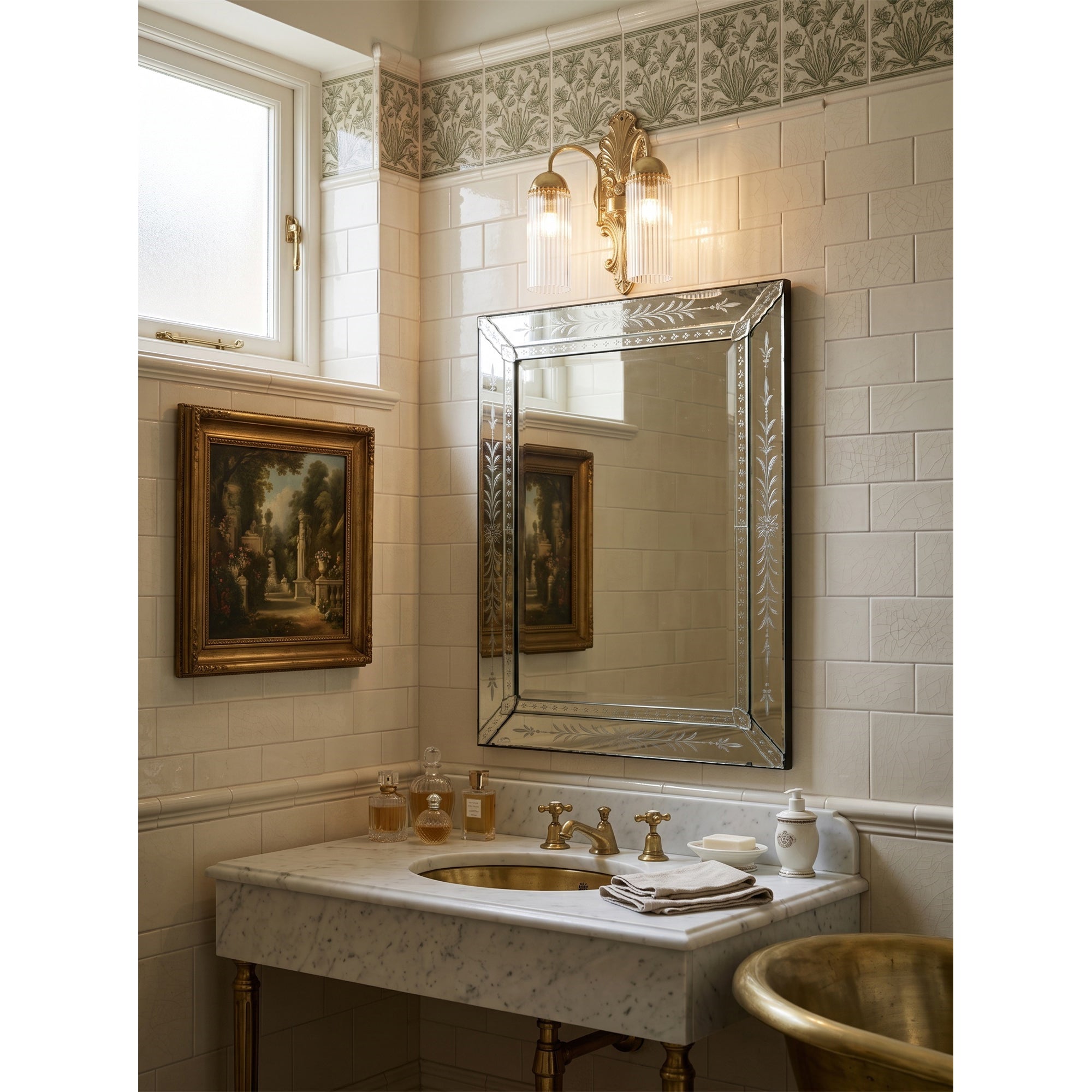The Triest Wall Sconce installed in a hallway, providing elegant accent lighting.