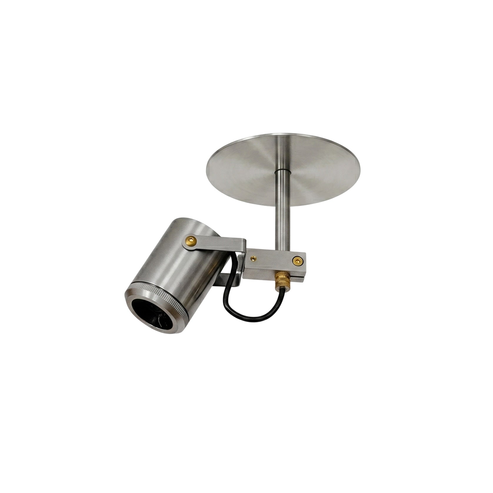 Triton LED Flush Mount in nickel finish, shown from a low angle.