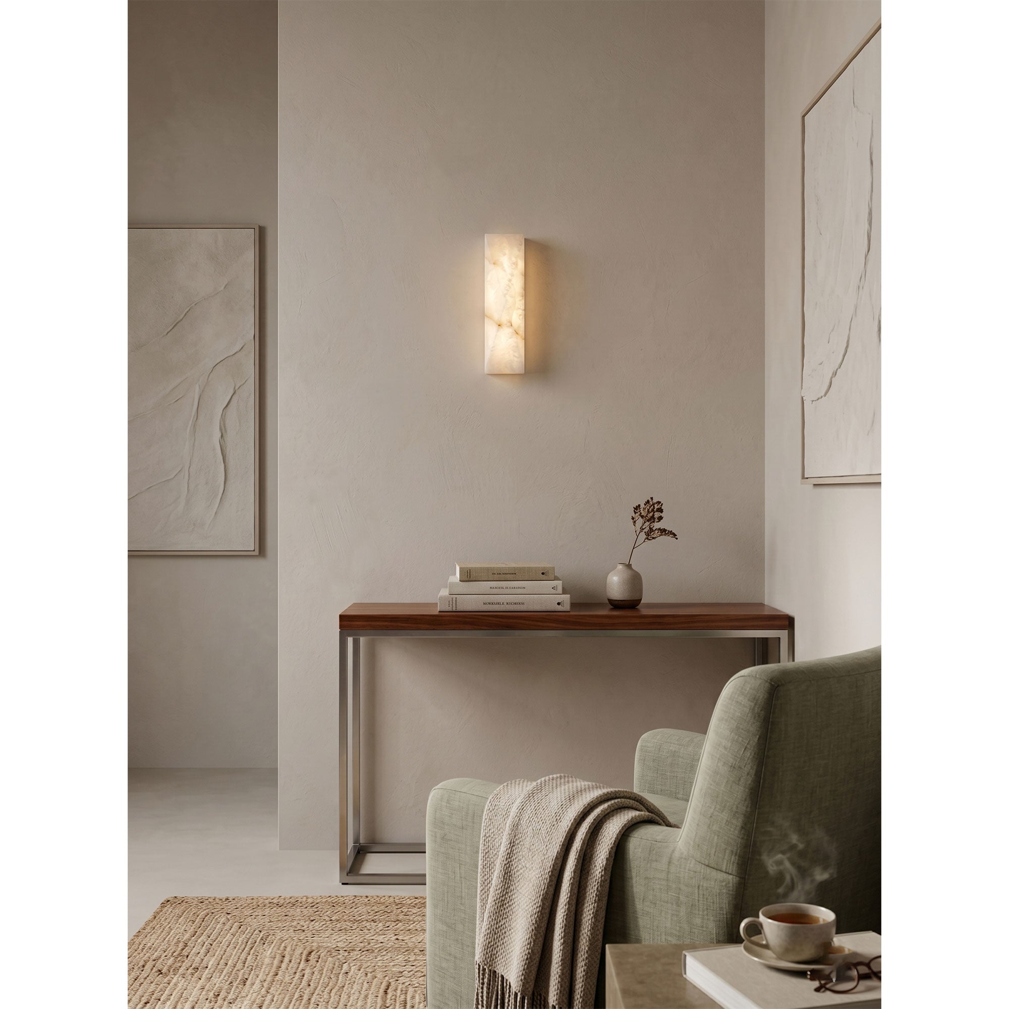 Dimensional drawing of the Tropez Alabaster Wall Sconce.