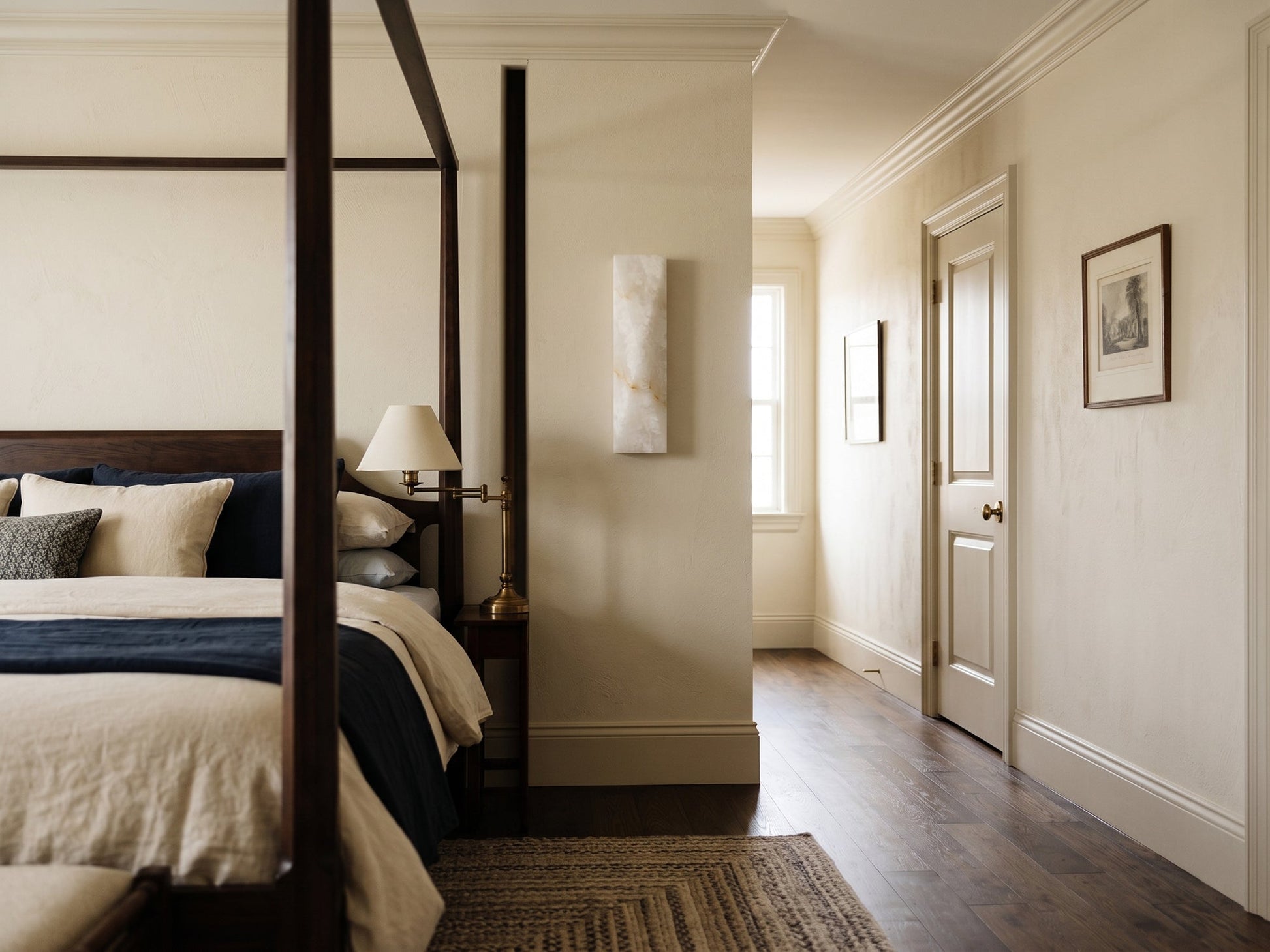Side profile of the slim Tropez Alabaster Wall Sconce.