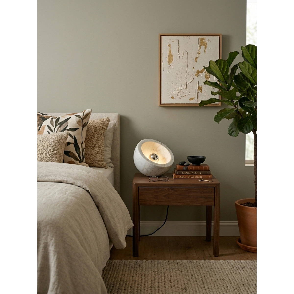 Top-down view of the Tsuki Table Lamp, highlighting its sculptural form.