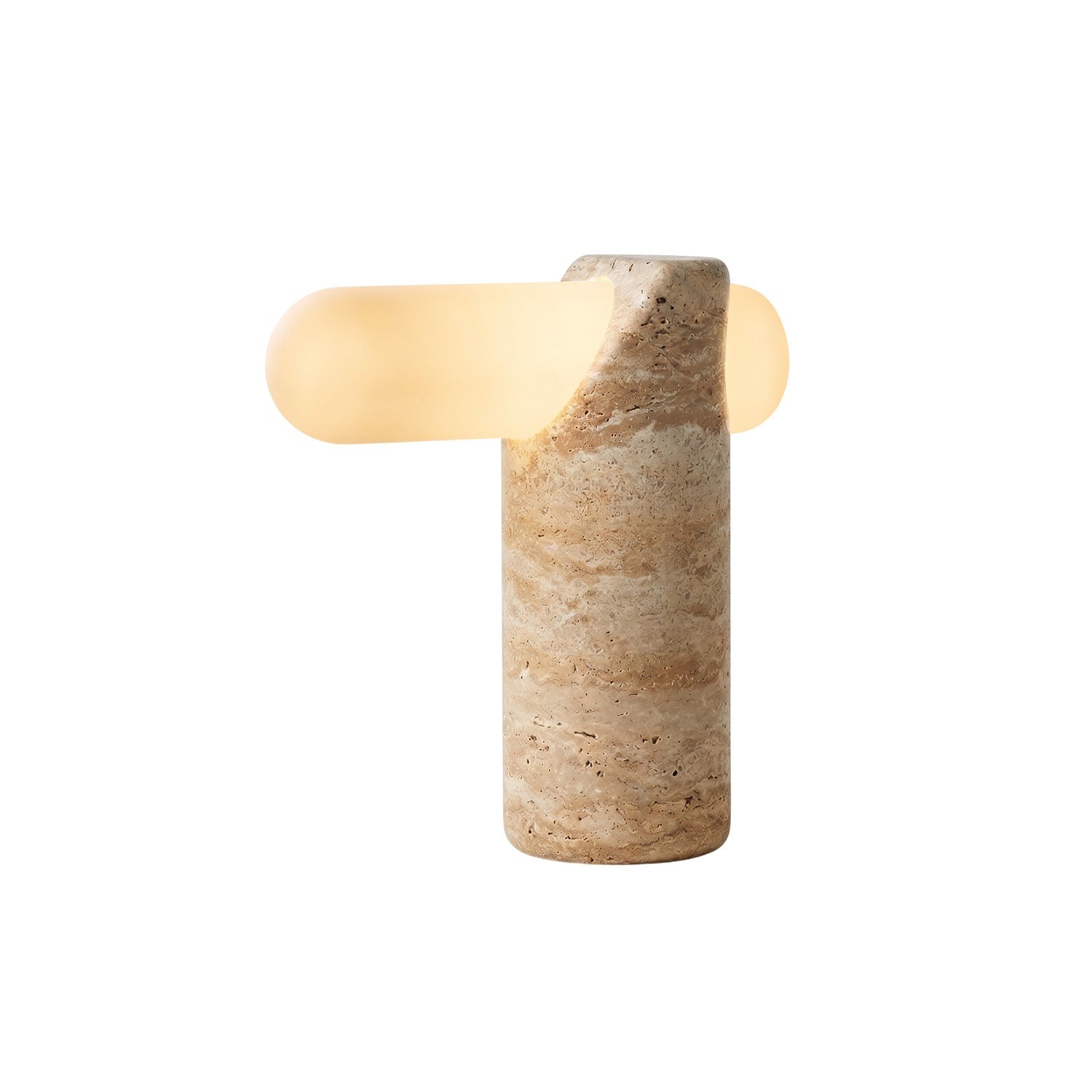 VIA Travertine Table Lamp on a neutral background.