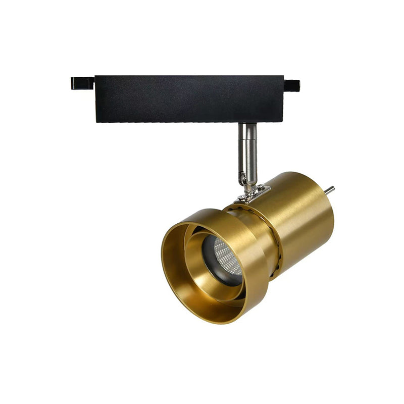 Another angle of the nickel track light in a kitchen.