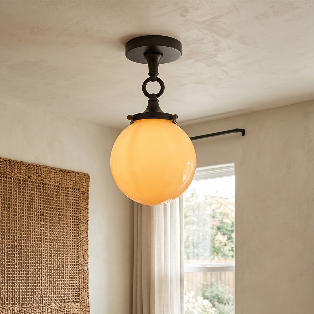 Angled view of the Wildwood Semi-Flush Mount, highlighting its architectural ring detail.