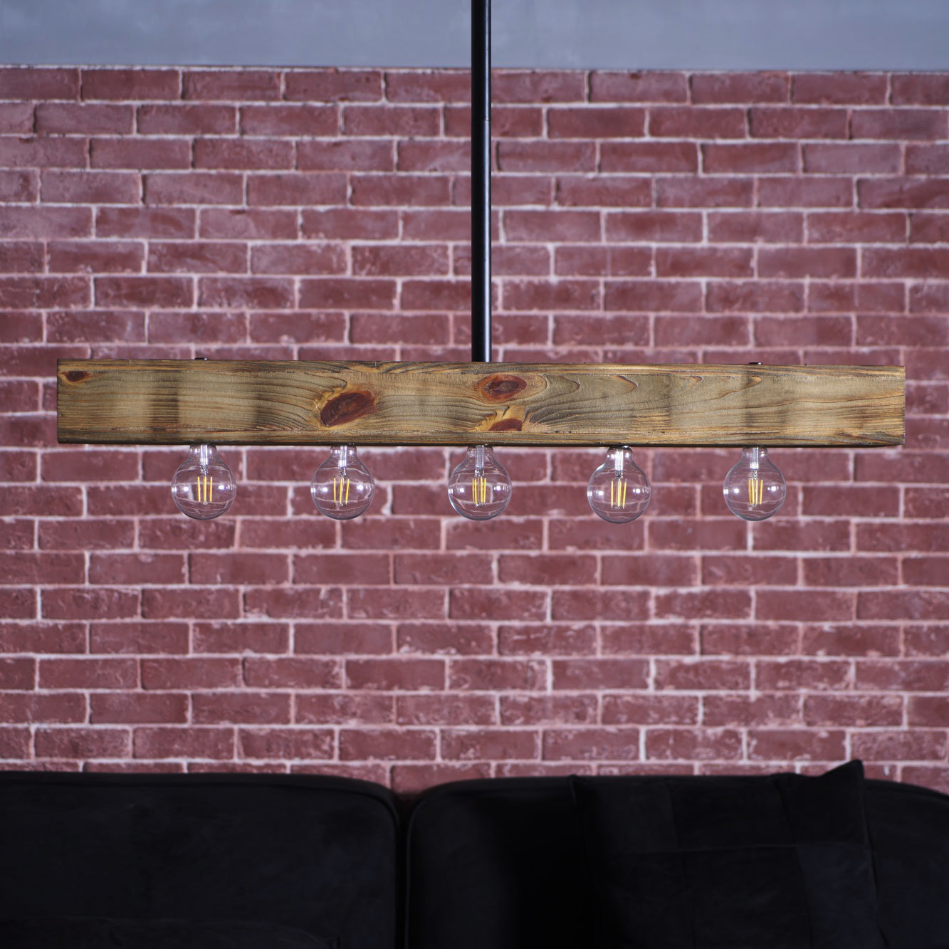 The solid wood beam showing its unique, natural imperfections.