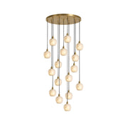 Lilin Alabaster Chandelier with multiple globes in a waterfall cluster.