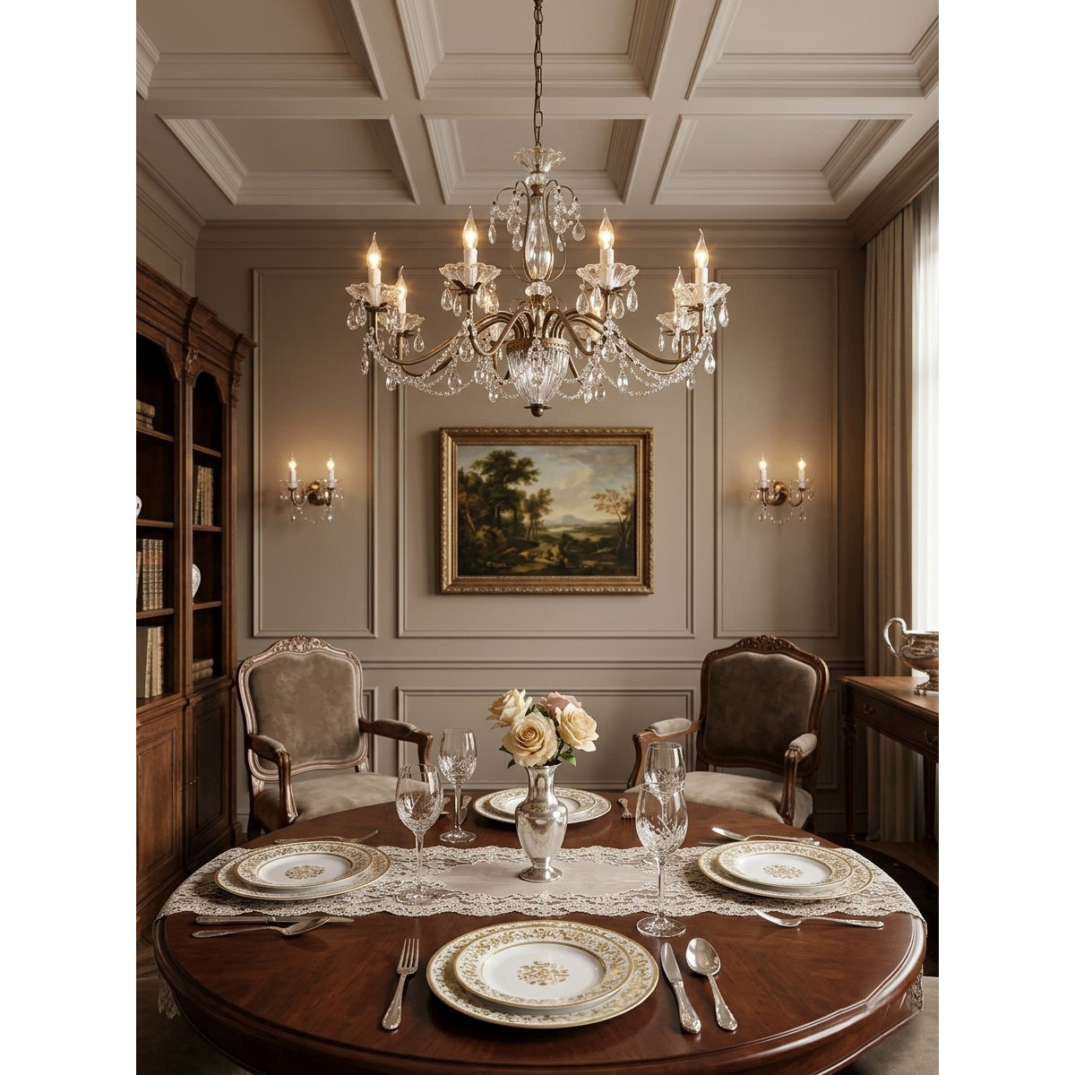 The adjustable chain and ceiling canopy with matching coffee gold finish.