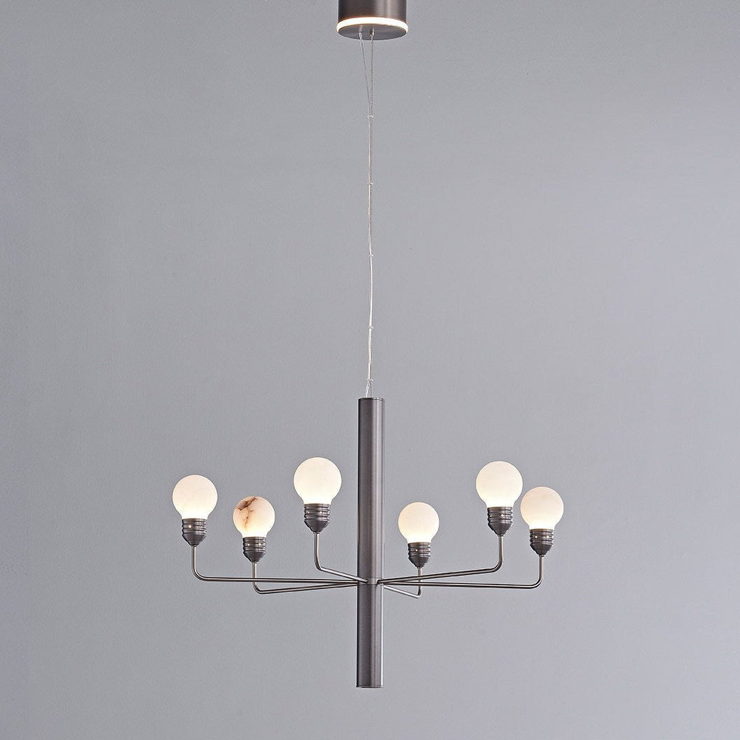 Raggiera Tiered Alabaster Globe Chandelier-Neutral Decor