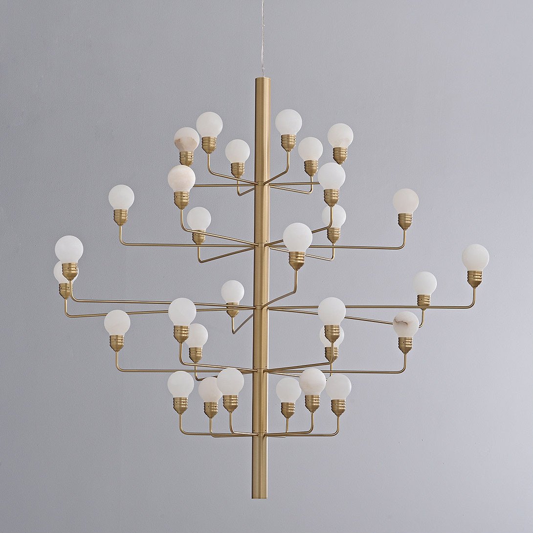 Raggiera Tiered Alabaster Globe Chandelier-Neutral Decor