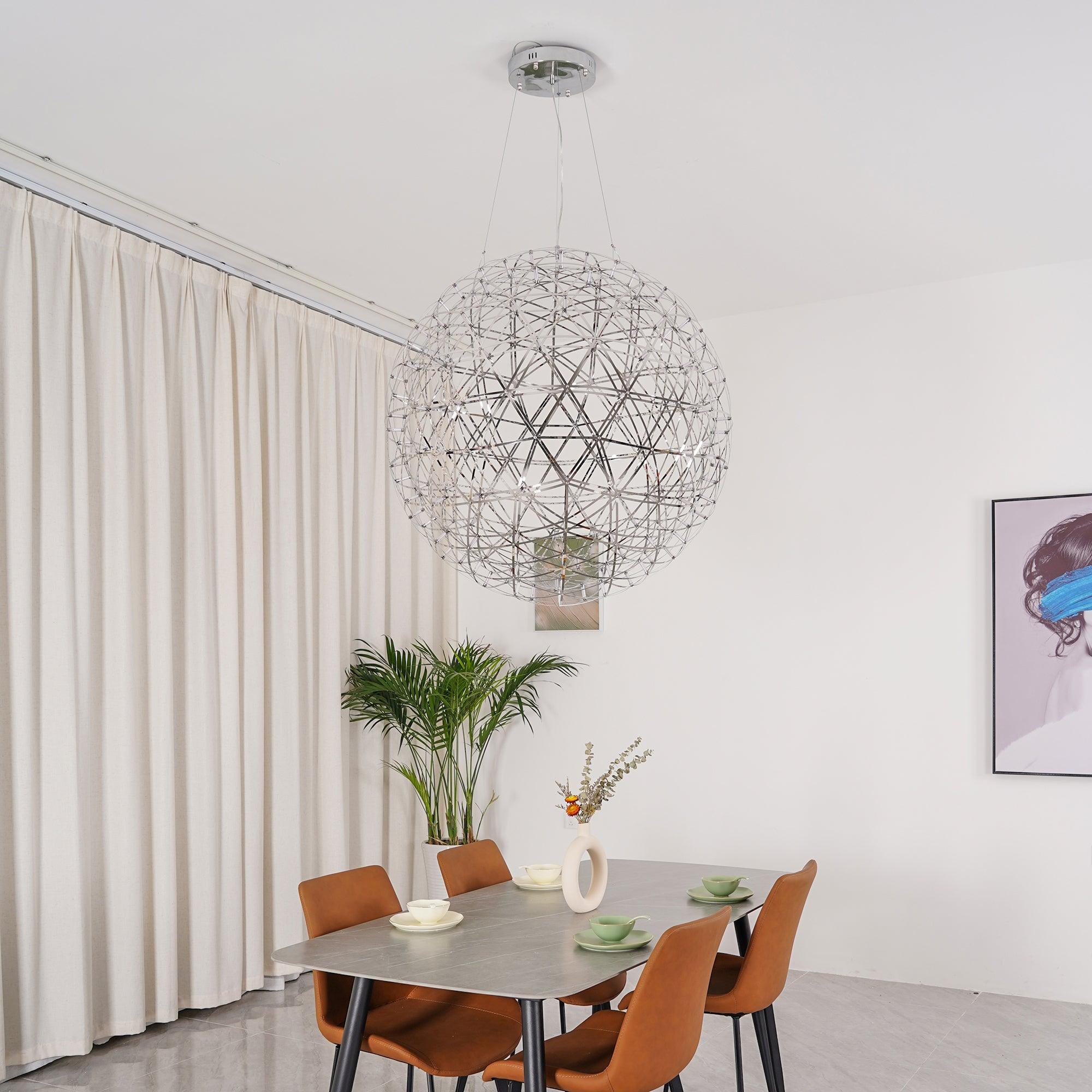 Silver Spark Ball Pendant Light-Neutral Decor