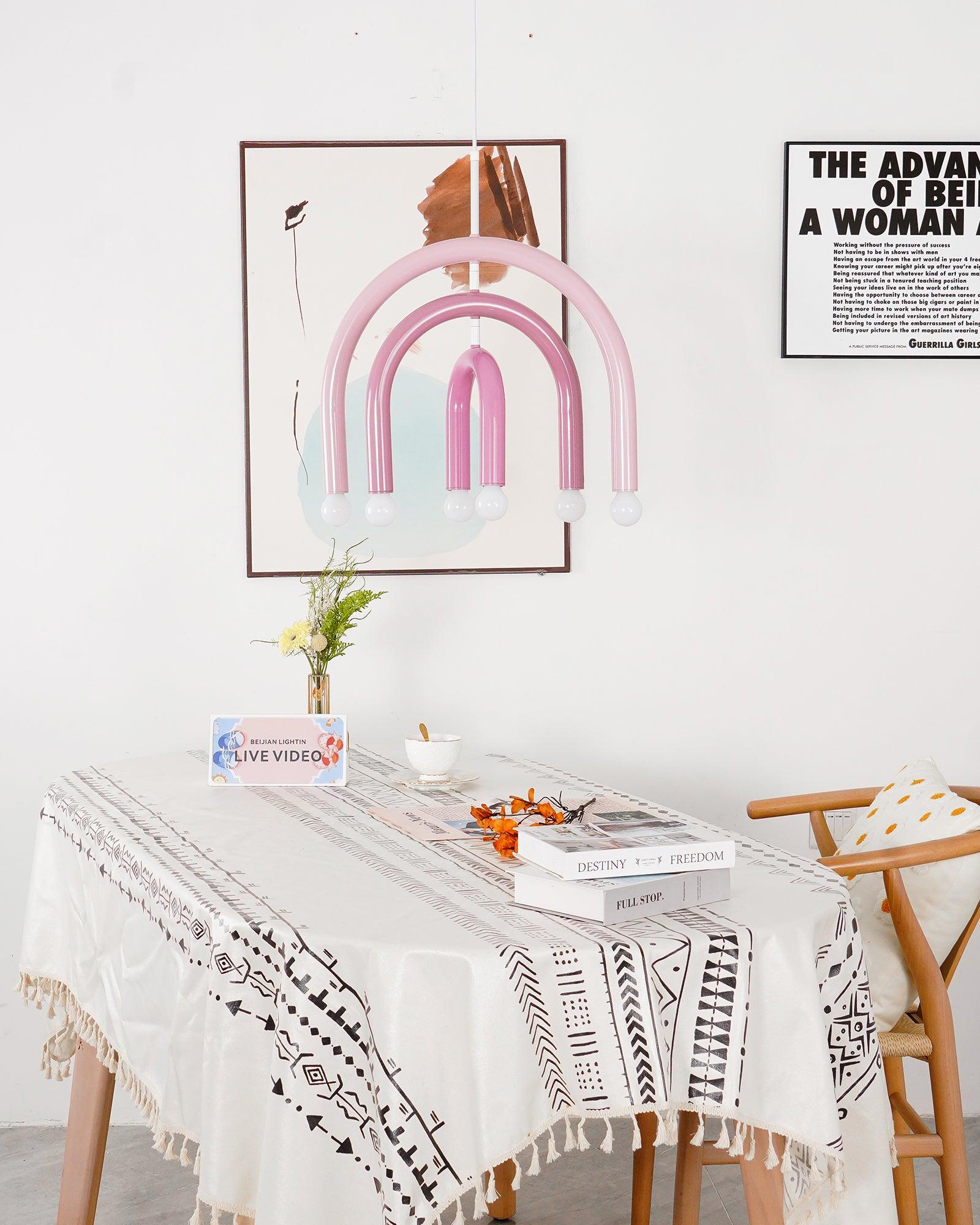 Pendant Lamp Rainbow Modern Metal Arc for Living and Dining Room