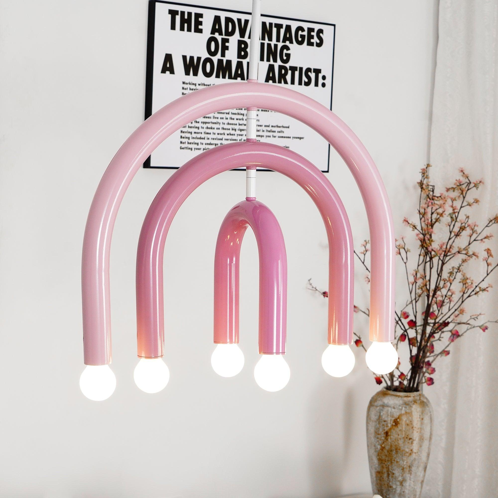 Pendant Lamp Rainbow Modern Metal Arc for Living and Dining Room