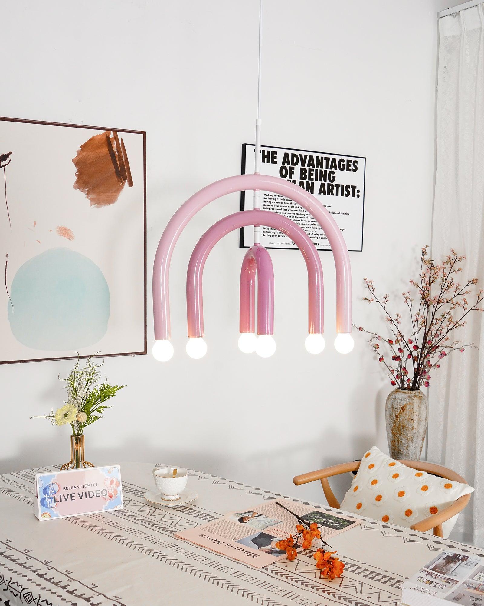 Pendant Lamp Rainbow Modern Metal Arc for Living and Dining Room