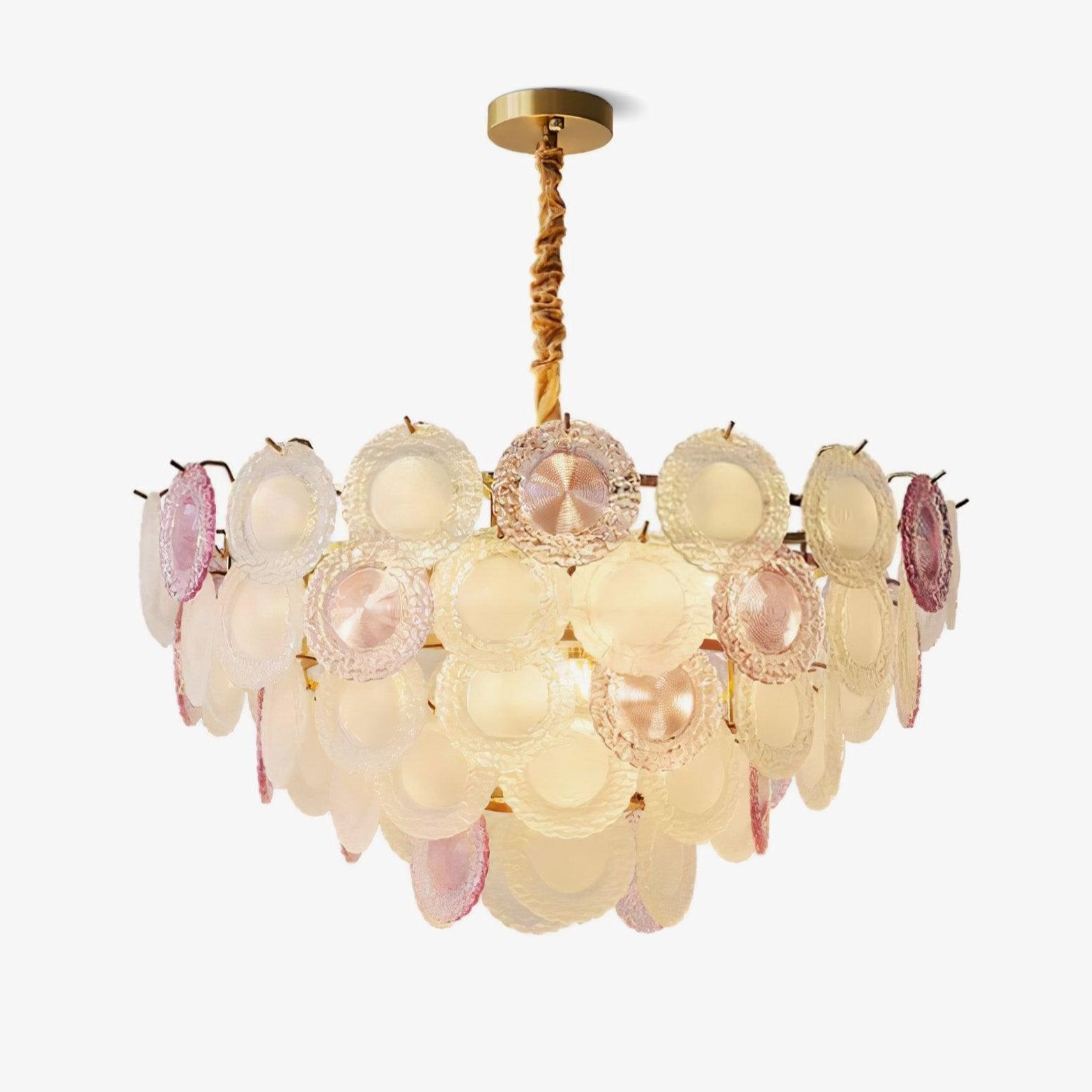 Lustra Chandelier Glass Disc Layered Playful-Neutral Decor