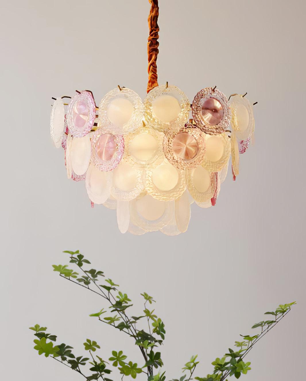 Lustra Chandelier Glass Disc Layered Playful-Neutral Decor