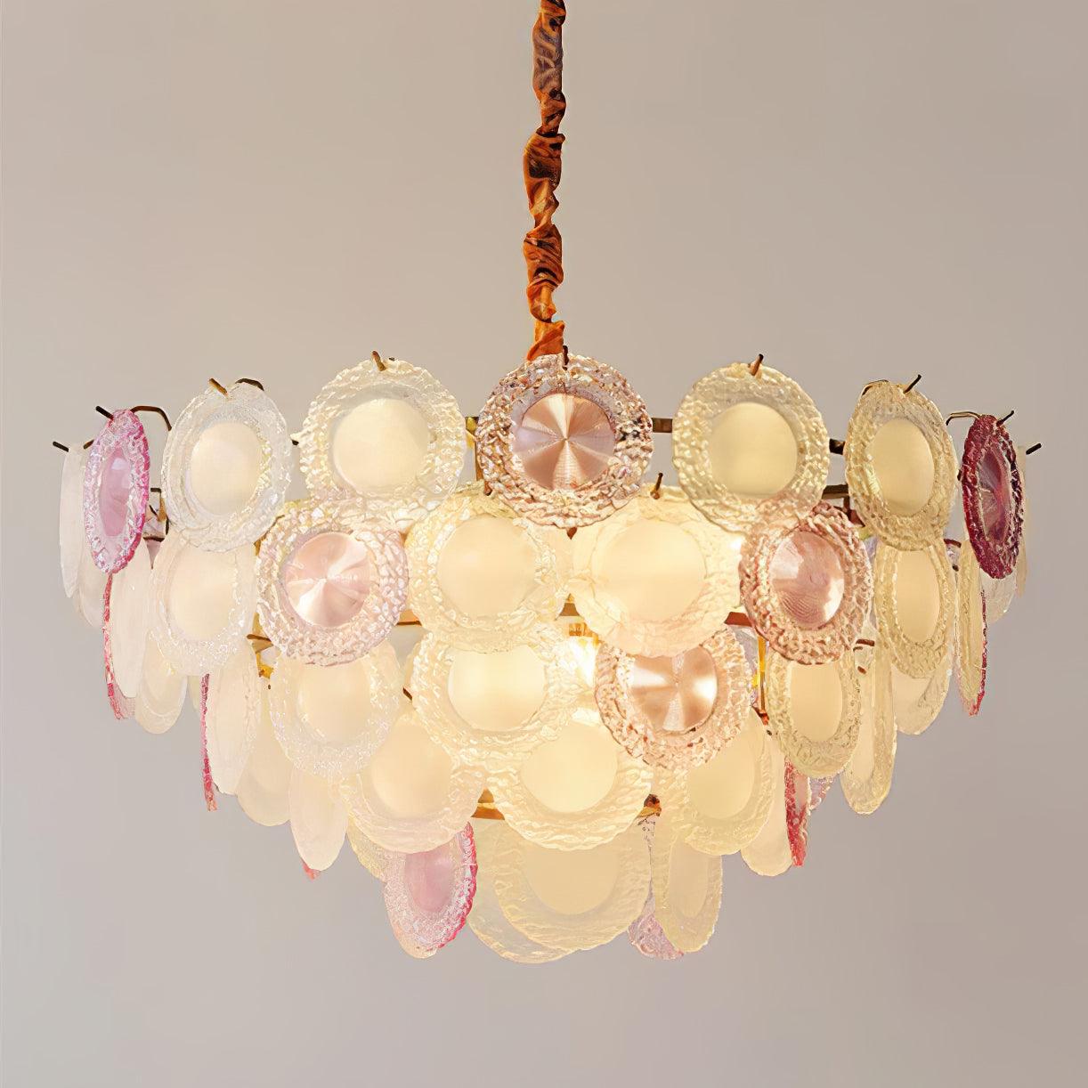Lustra Chandelier Glass Disc Layered Playful-Neutral Decor