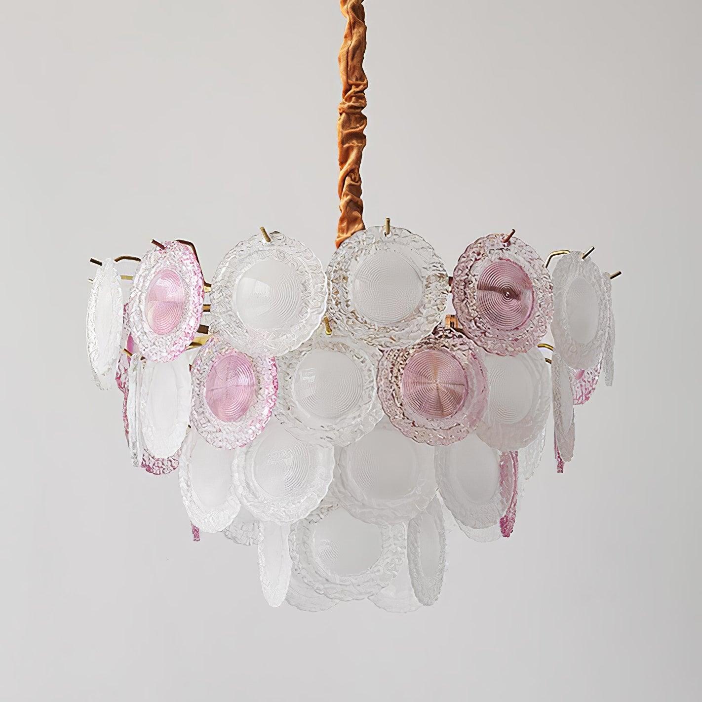 Lustra Chandelier Glass Disc Layered Playful-Neutral Decor