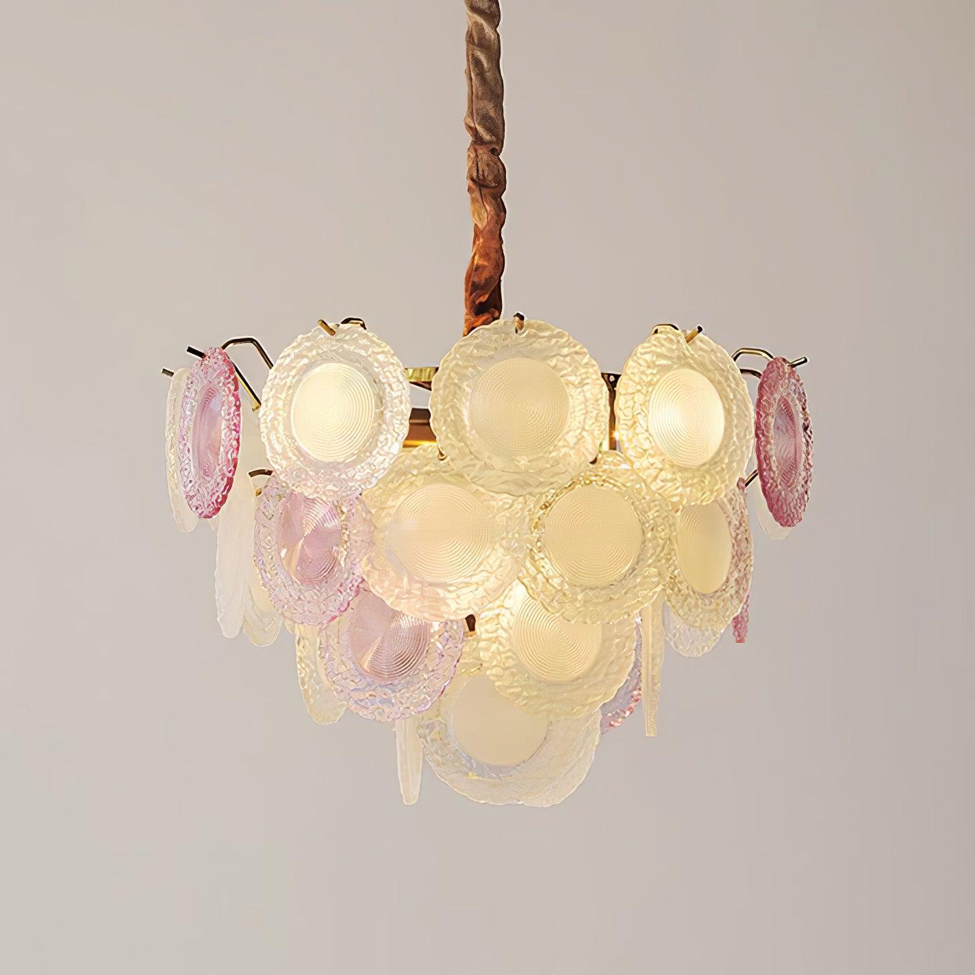 Lustra Chandelier Glass Disc Layered Playful-Neutral Decor