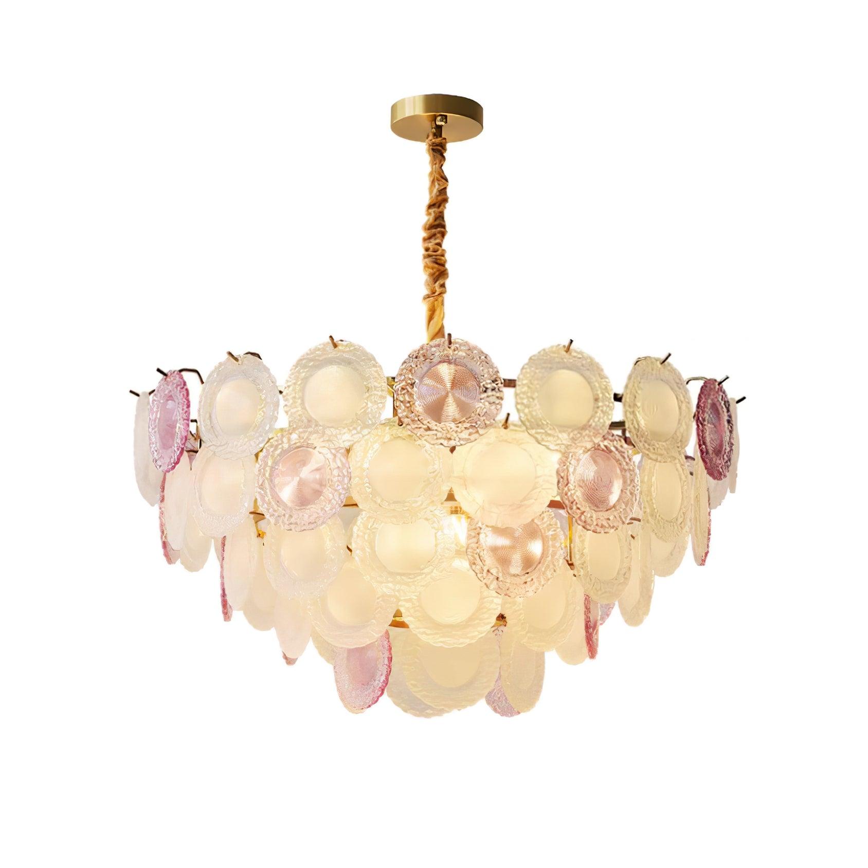 Lustra Chandelier Glass Disc Layered Playful-Neutral Decor