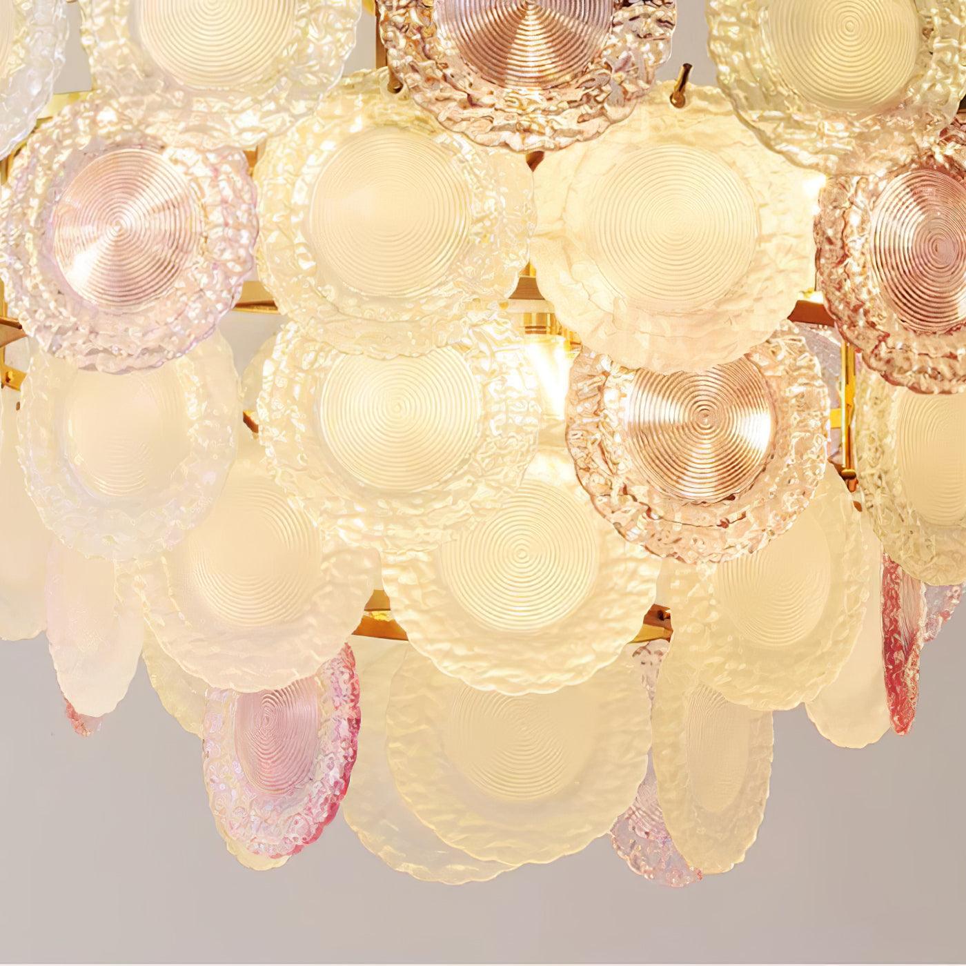 Lustra Chandelier Glass Disc Layered Playful-Neutral Decor