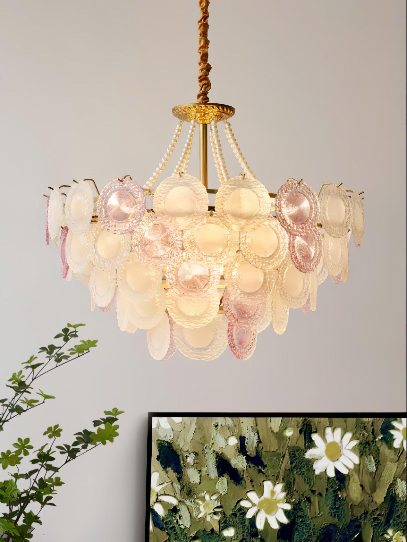 Lustra Chandelier Glass Disc Layered Playful-Neutral Decor