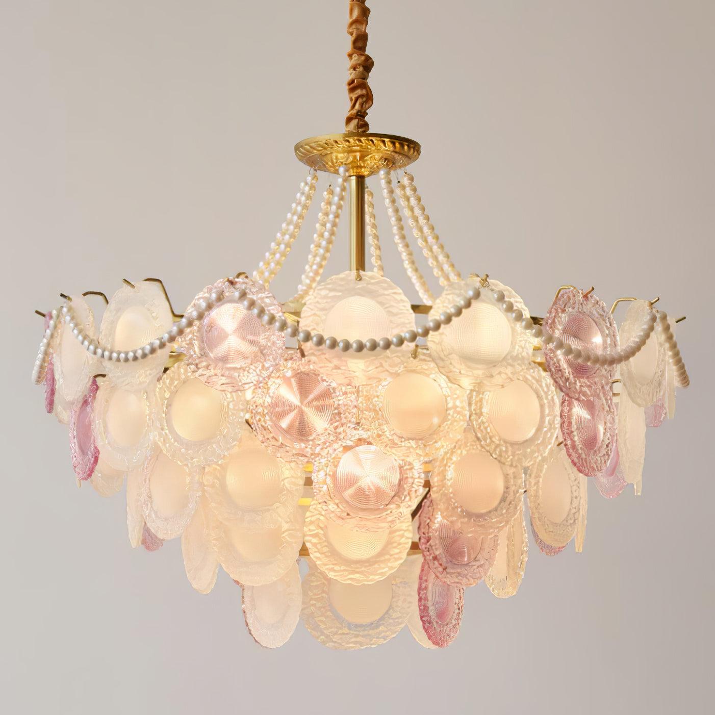 Lustra Chandelier Glass Disc Layered Playful-Neutral Decor