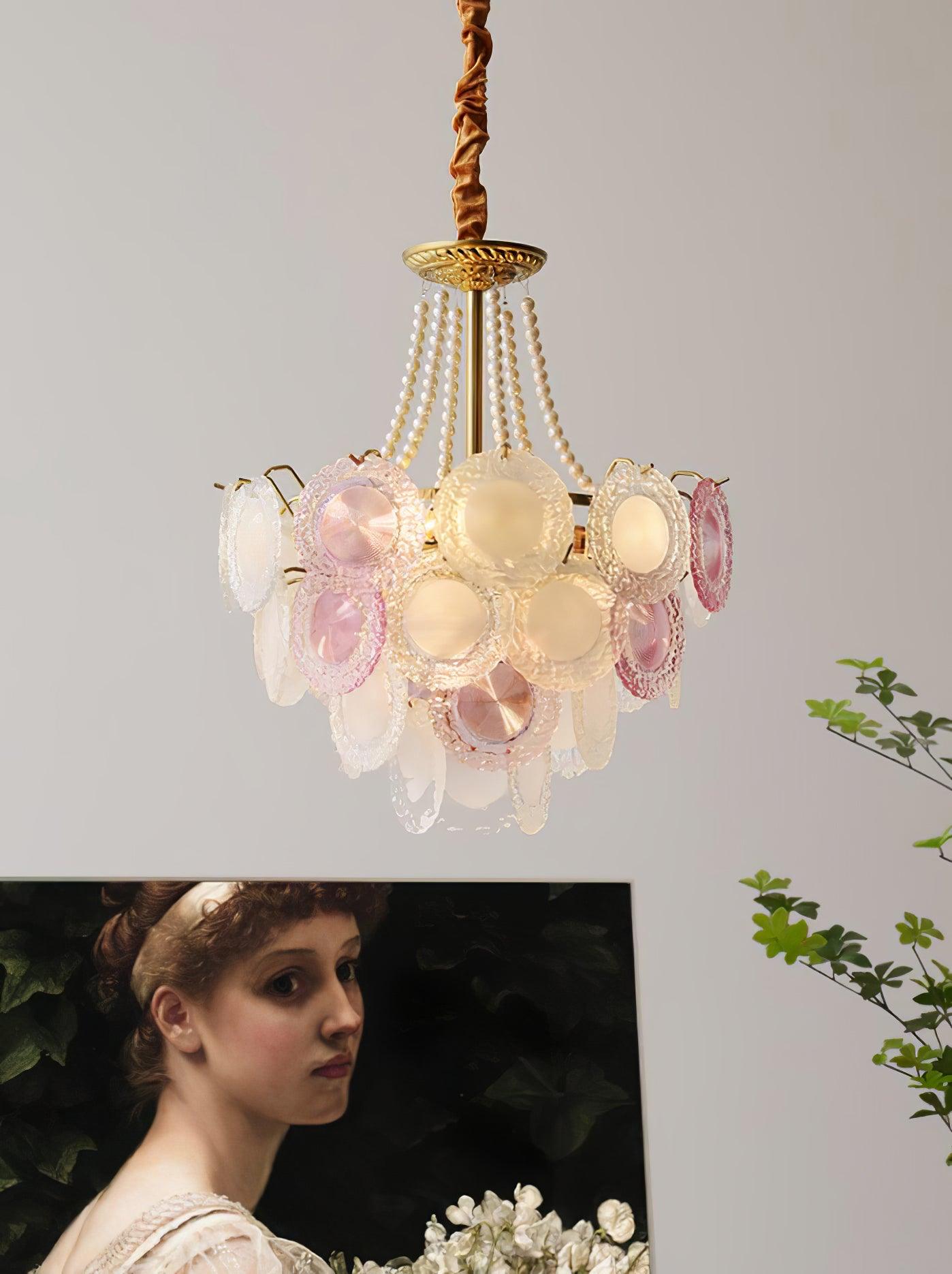 Lustra Chandelier Glass Disc Layered Playful-Neutral Decor