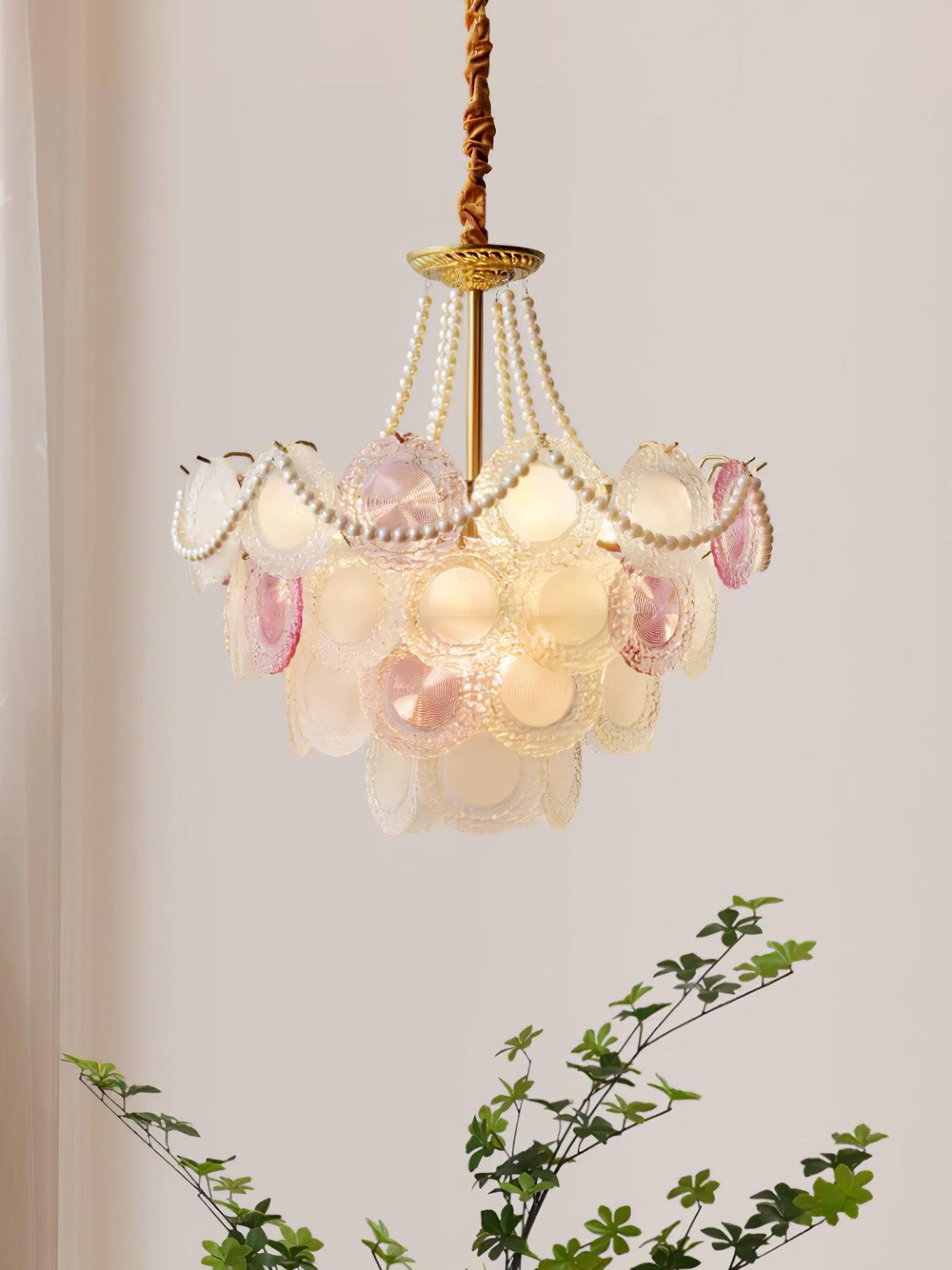 Lustra Chandelier Glass Disc Layered Playful-Neutral Decor