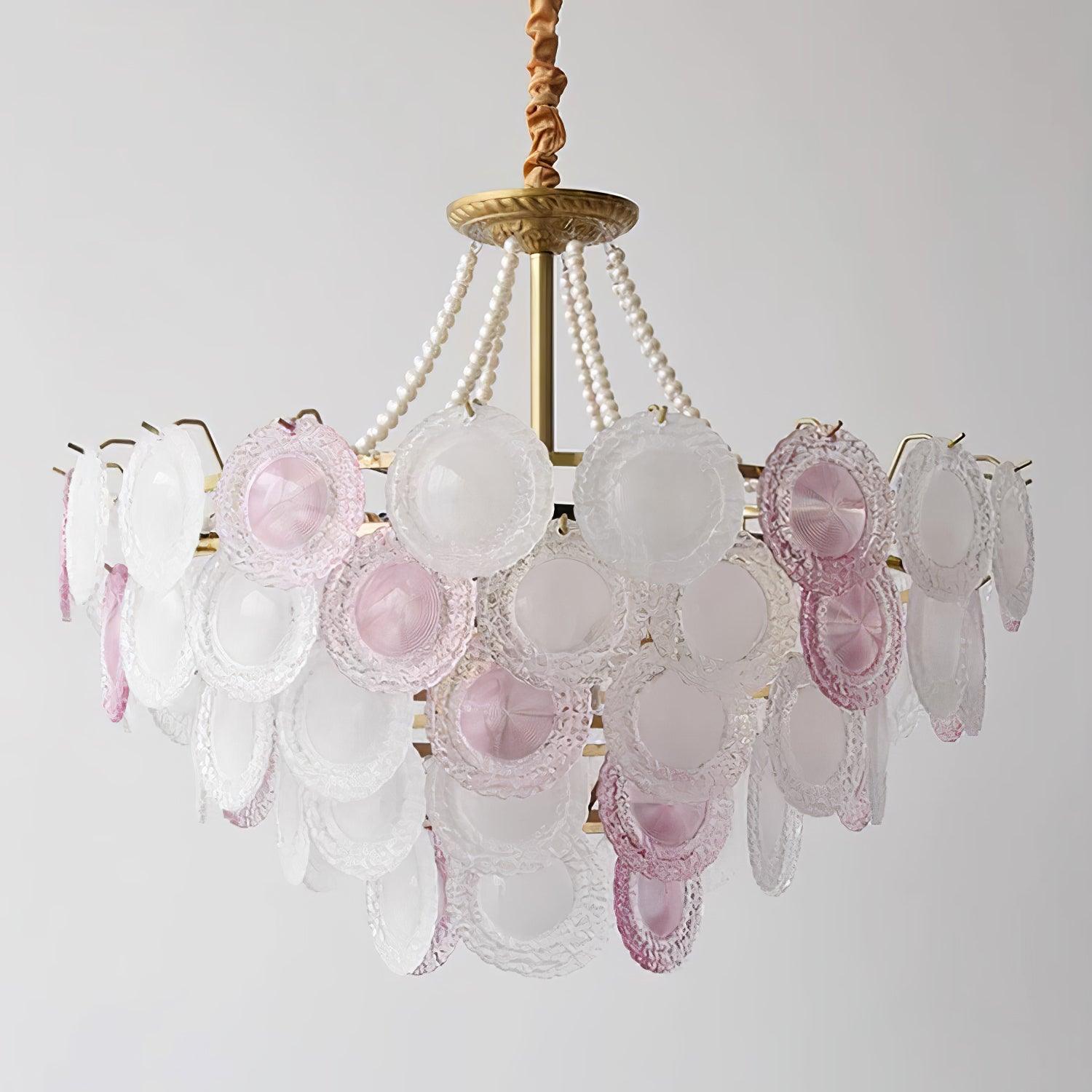 Lustra Chandelier Glass Disc Layered Playful-Neutral Decor