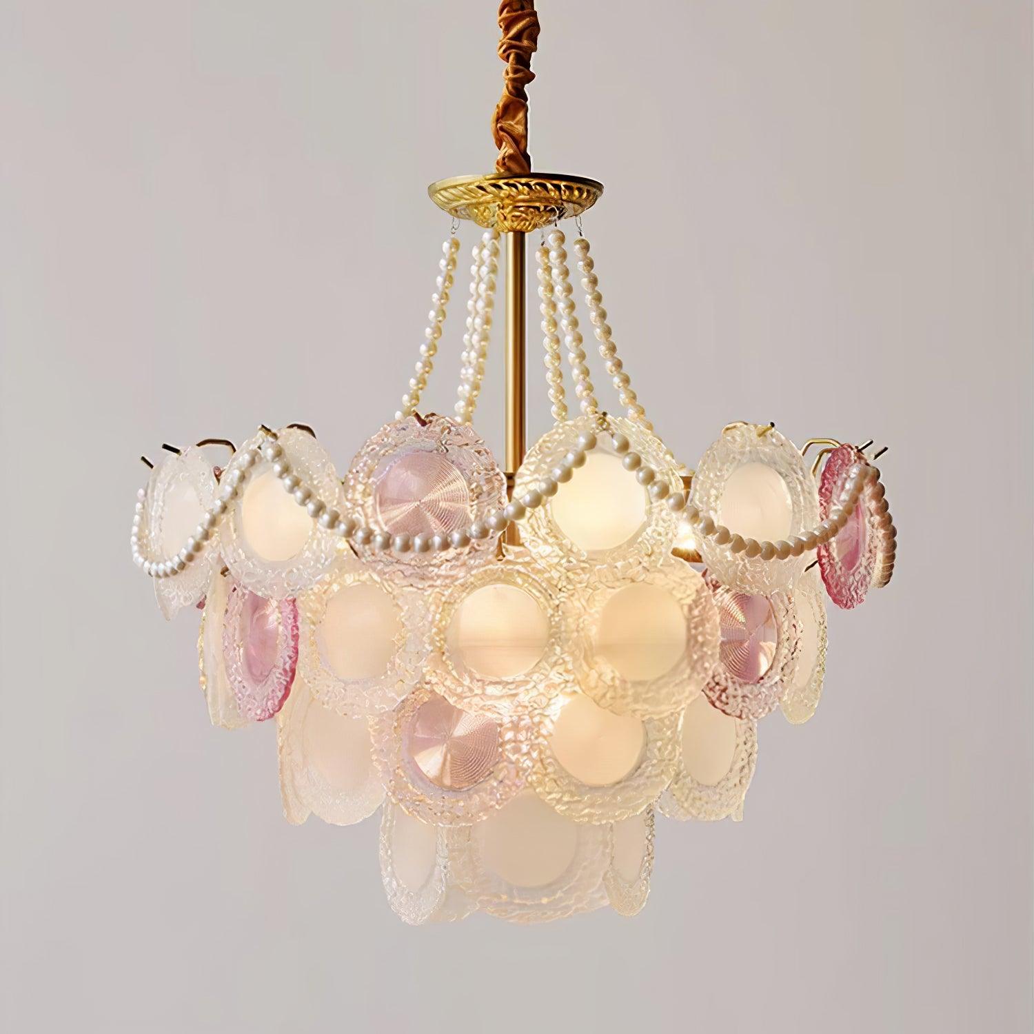 Lustra Chandelier Glass Disc Layered Playful-Neutral Decor