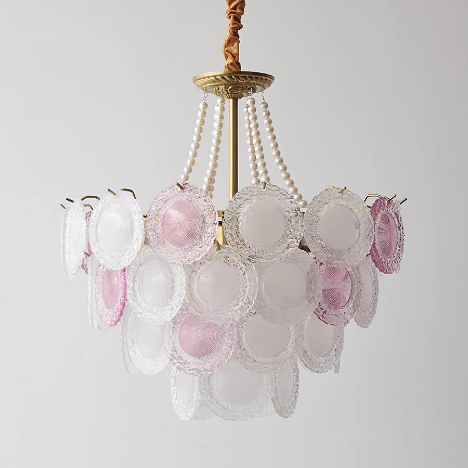 Lustra Chandelier Glass Disc Layered Playful-Neutral Decor