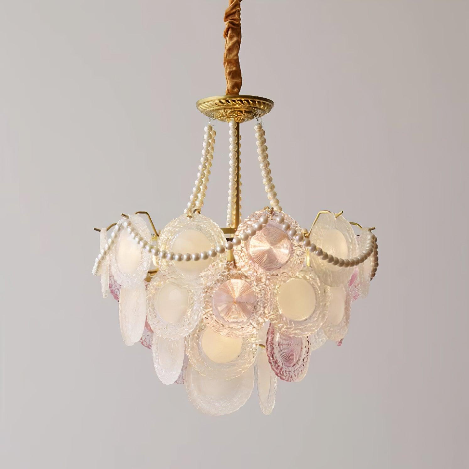 Lustra Chandelier Glass Disc Layered Playful-Neutral Decor