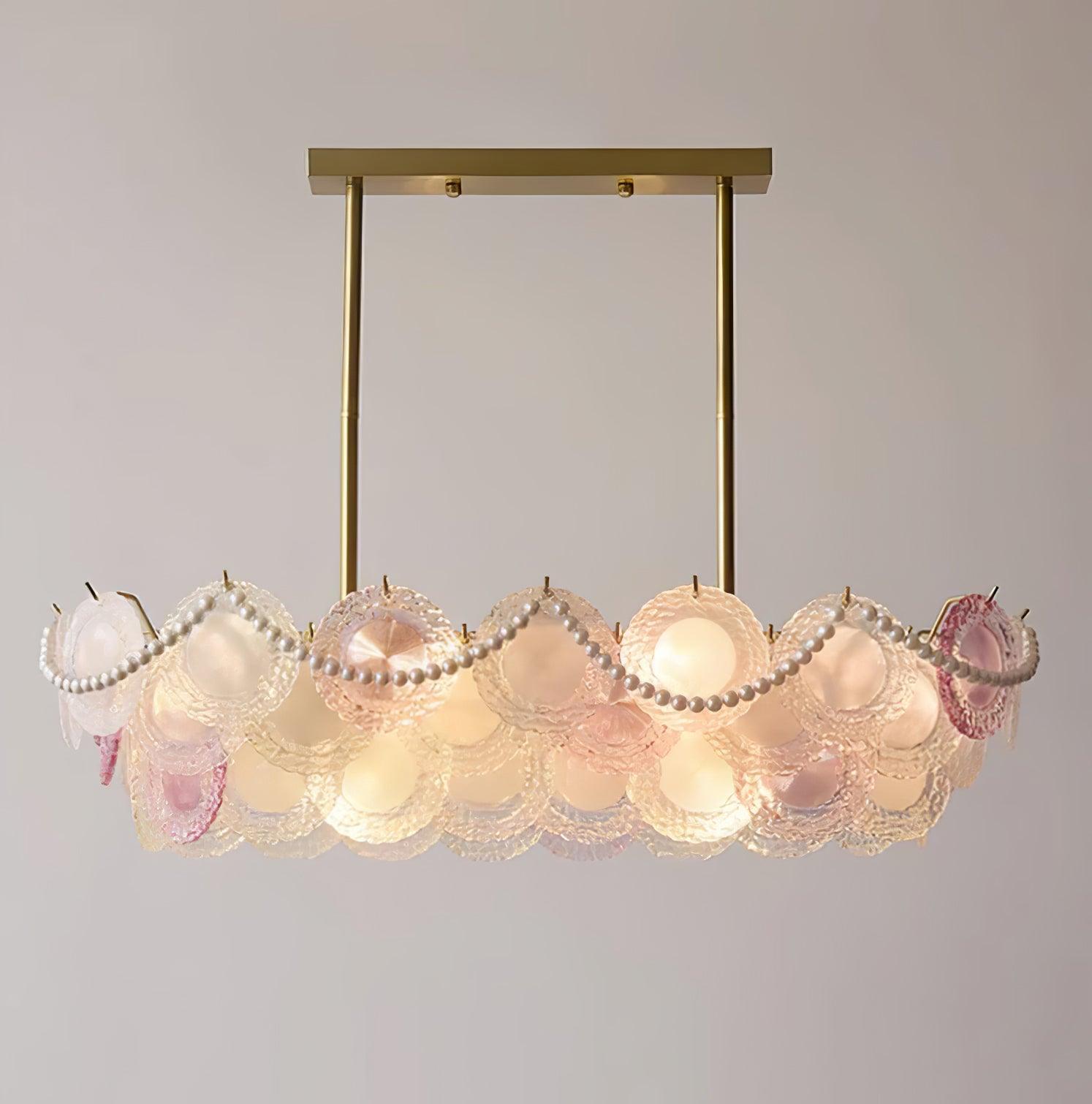 Lustra Chandelier Glass Disc Layered Playful-Neutral Decor