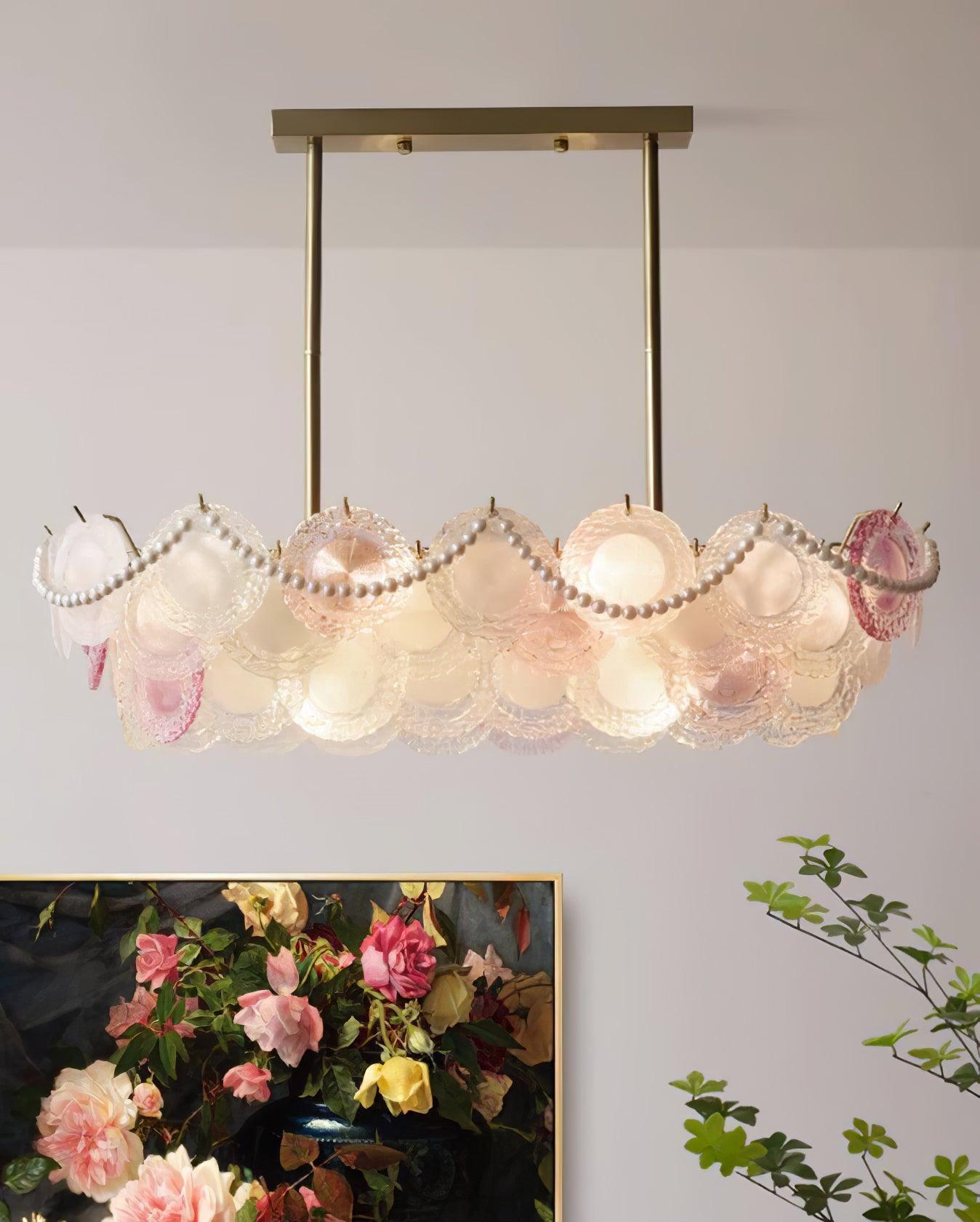Lustra Chandelier Glass Disc Layered Playful-Neutral Decor