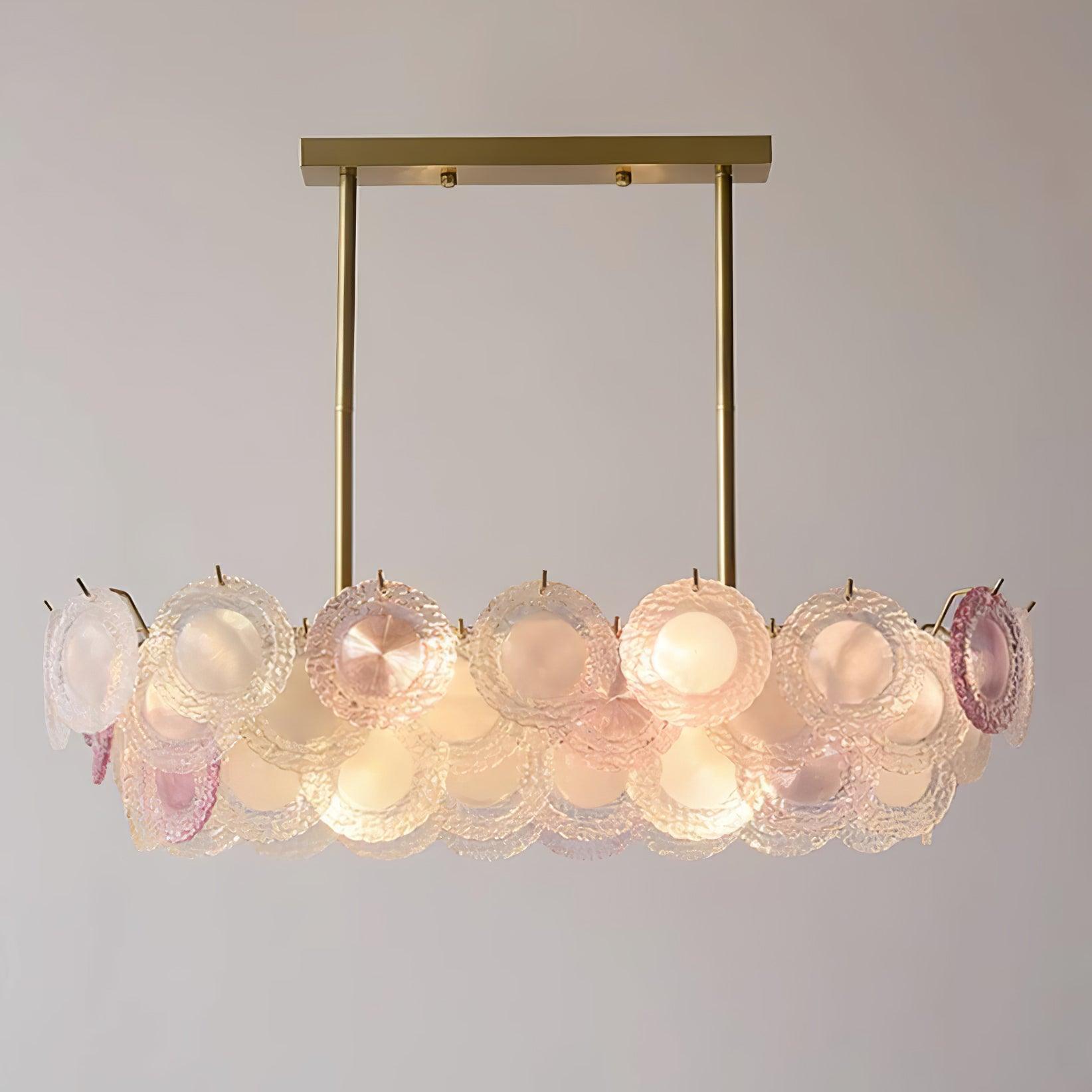 Lustra Chandelier Glass Disc Layered Playful-Neutral Decor