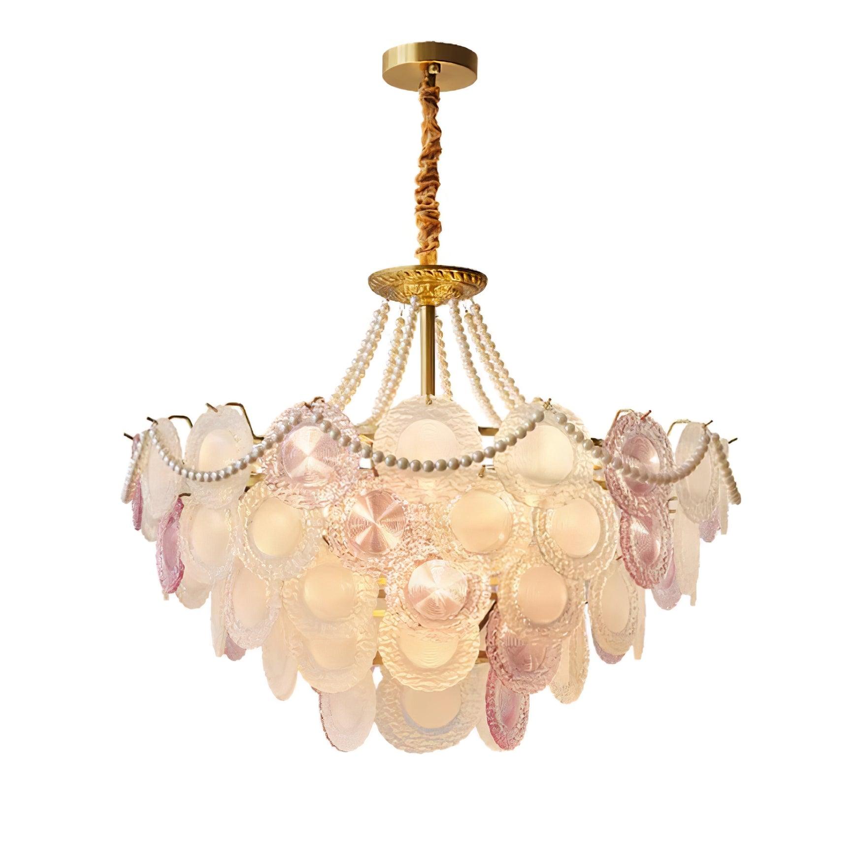 Lustra Chandelier Glass Disc Layered Playful-Neutral Decor