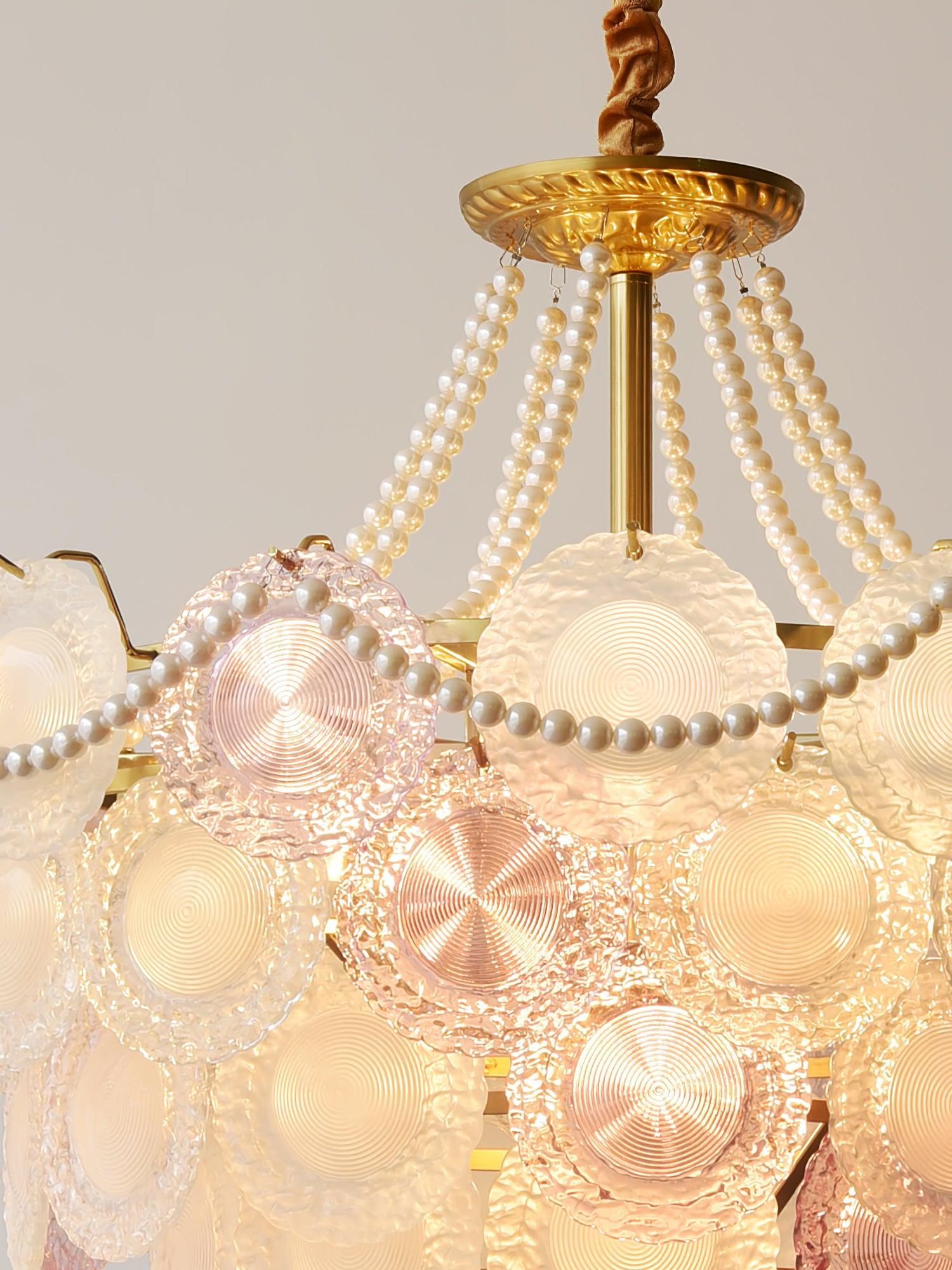 Lustra Chandelier Glass Disc Layered Playful-Neutral Decor