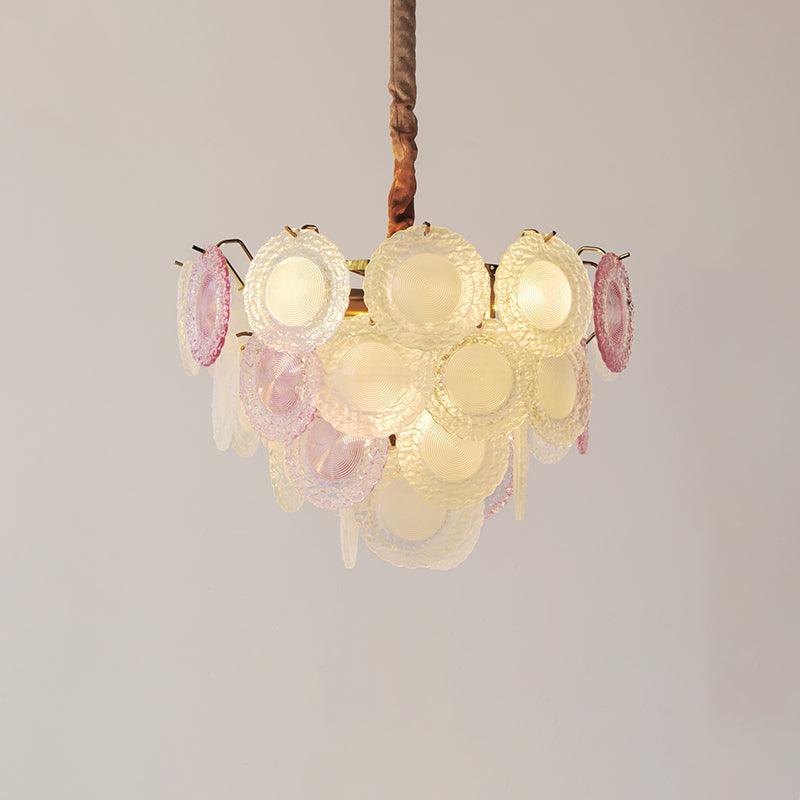 Lustra Chandelier Glass Disc Layered Playful-Neutral Decor