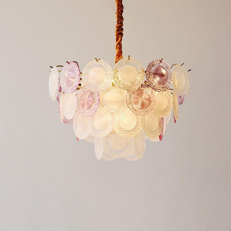 Lustra Chandelier Glass Disc Layered Playful-Neutral Decor