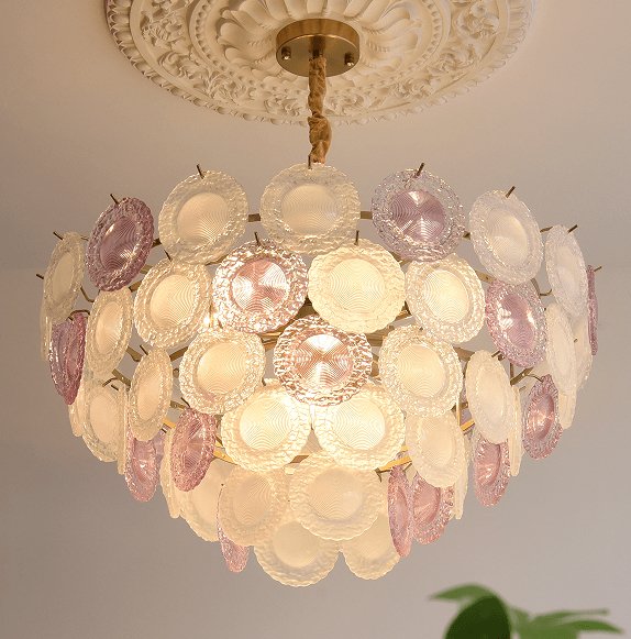Lustra Chandelier Glass Disc Layered Playful-Neutral Decor