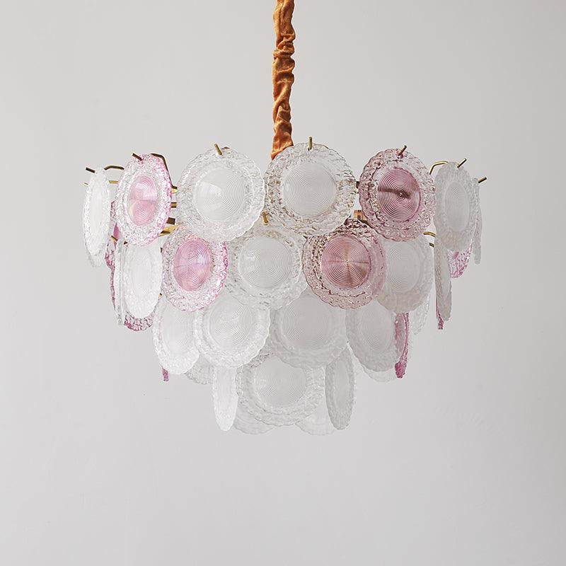 Lustra Chandelier Glass Disc Layered Playful-Neutral Decor