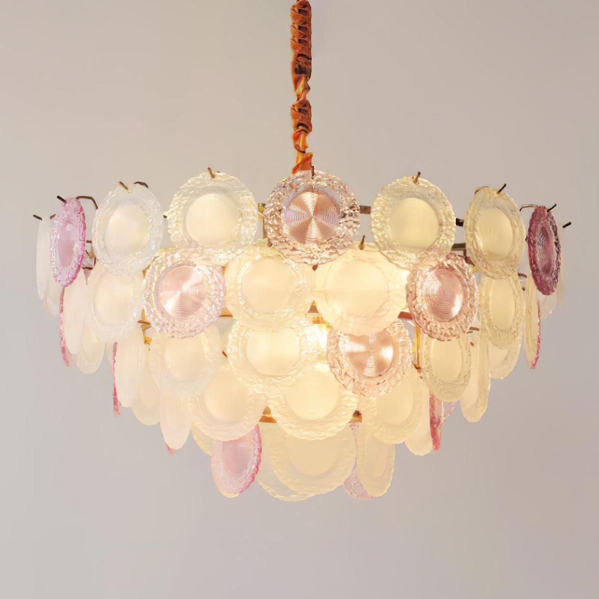Lustra Chandelier Glass Disc Layered Playful-Neutral Decor