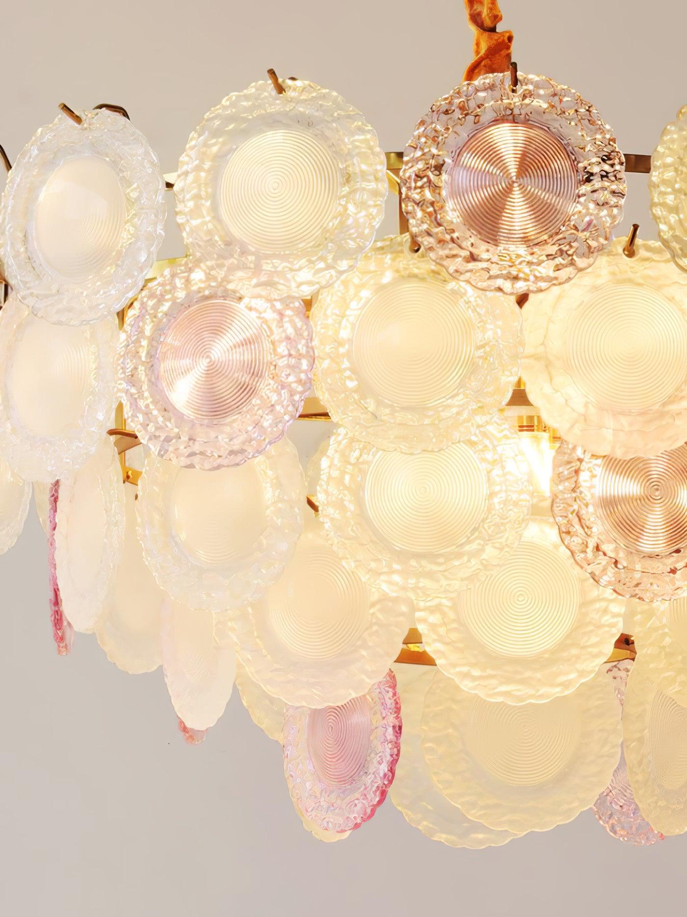 Lustra Chandelier Glass Disc Layered Playful-Neutral Decor