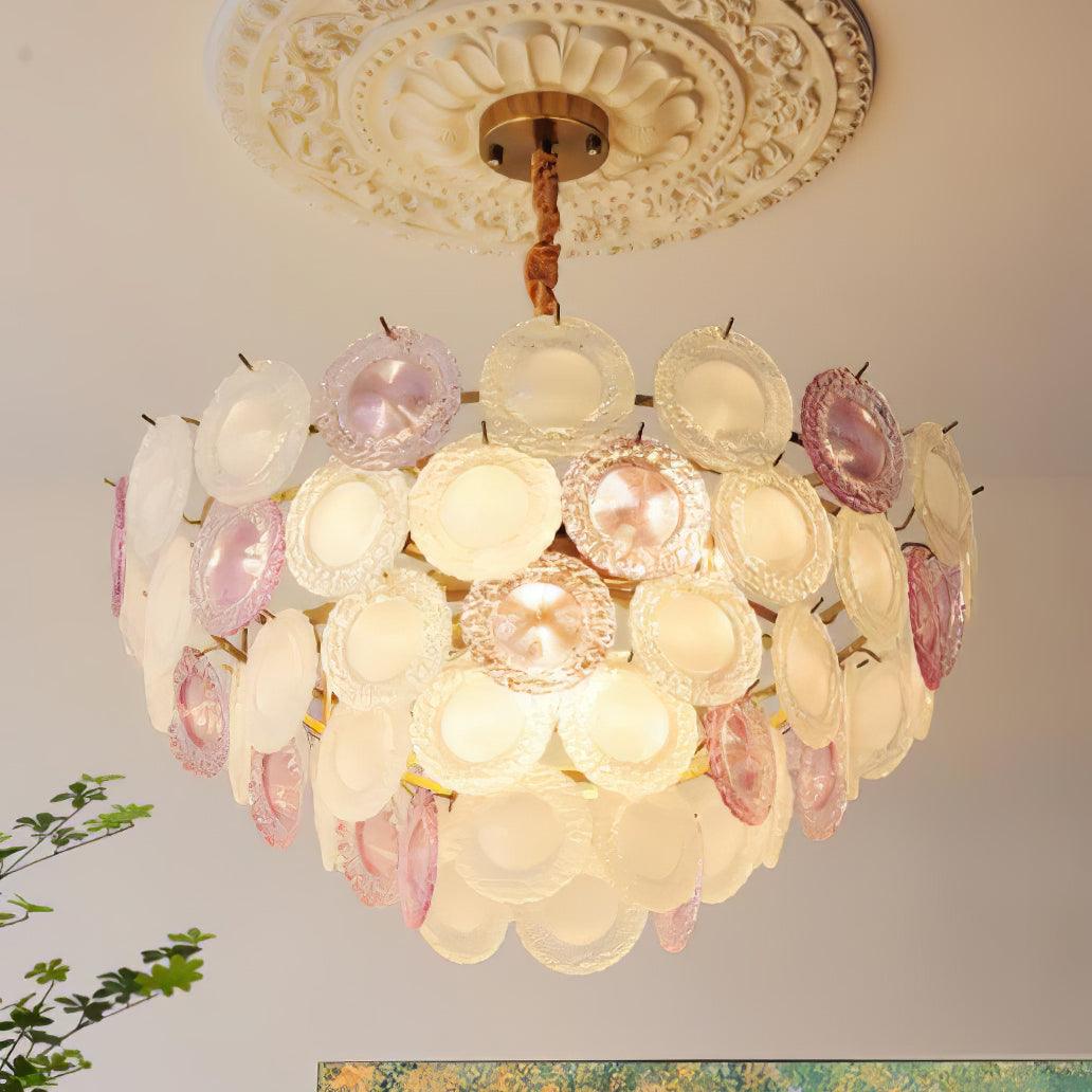 Lustra Chandelier Glass Disc Layered Playful-Neutral Decor