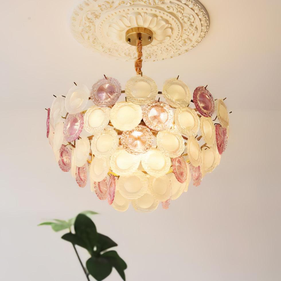 Lustra Chandelier Glass Disc Layered Playful-Neutral Decor