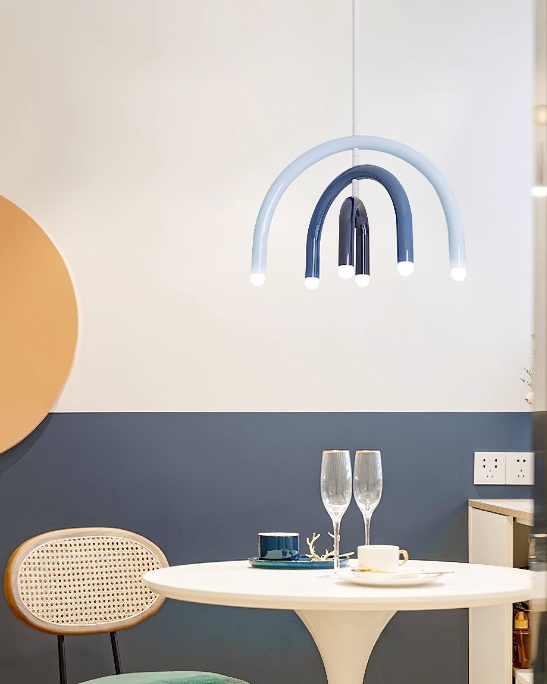 Pendant Lamp Rainbow Modern Metal Arc for Living and Dining Room