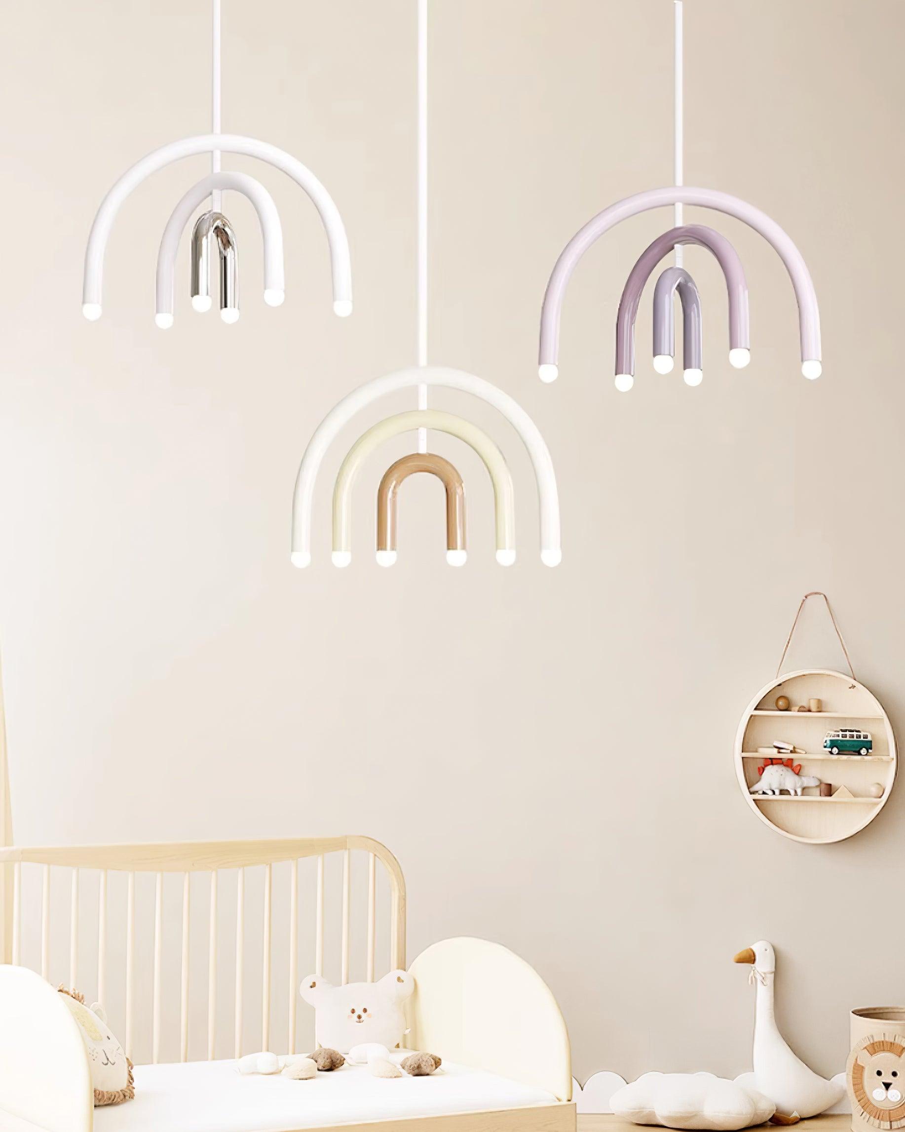 Pendant Lamp Rainbow Modern Metal Arc for Living and Dining Room