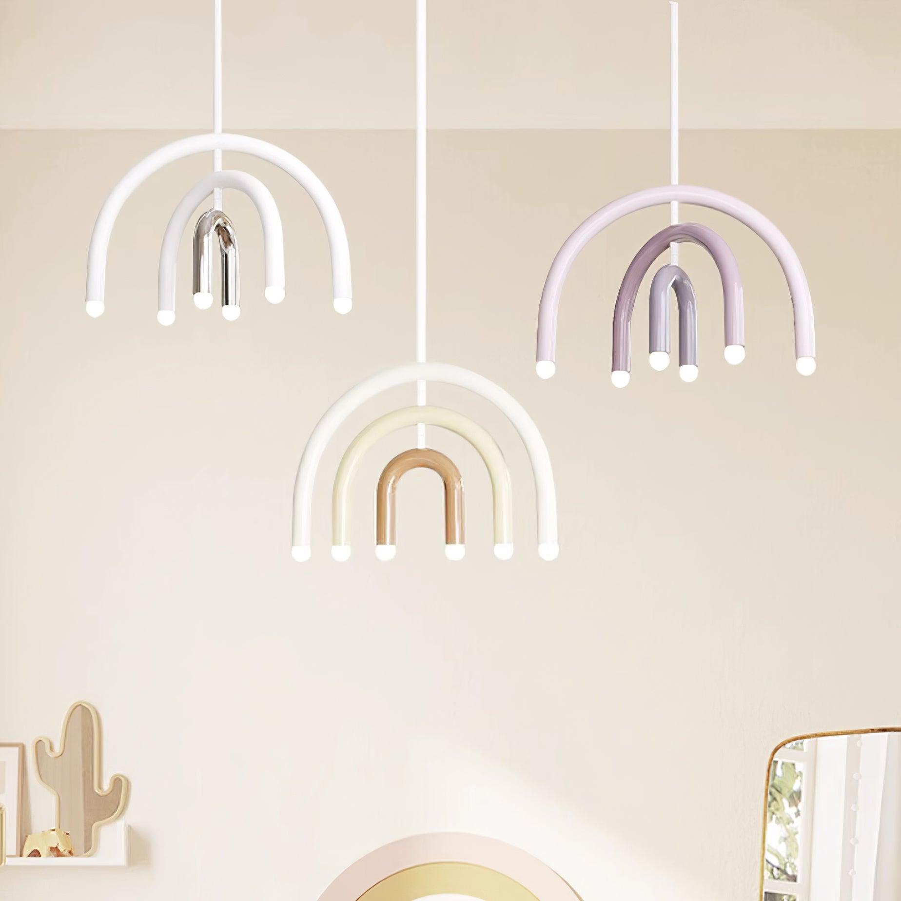 Pendant Lamp Rainbow Modern Metal Arc for Living and Dining Room