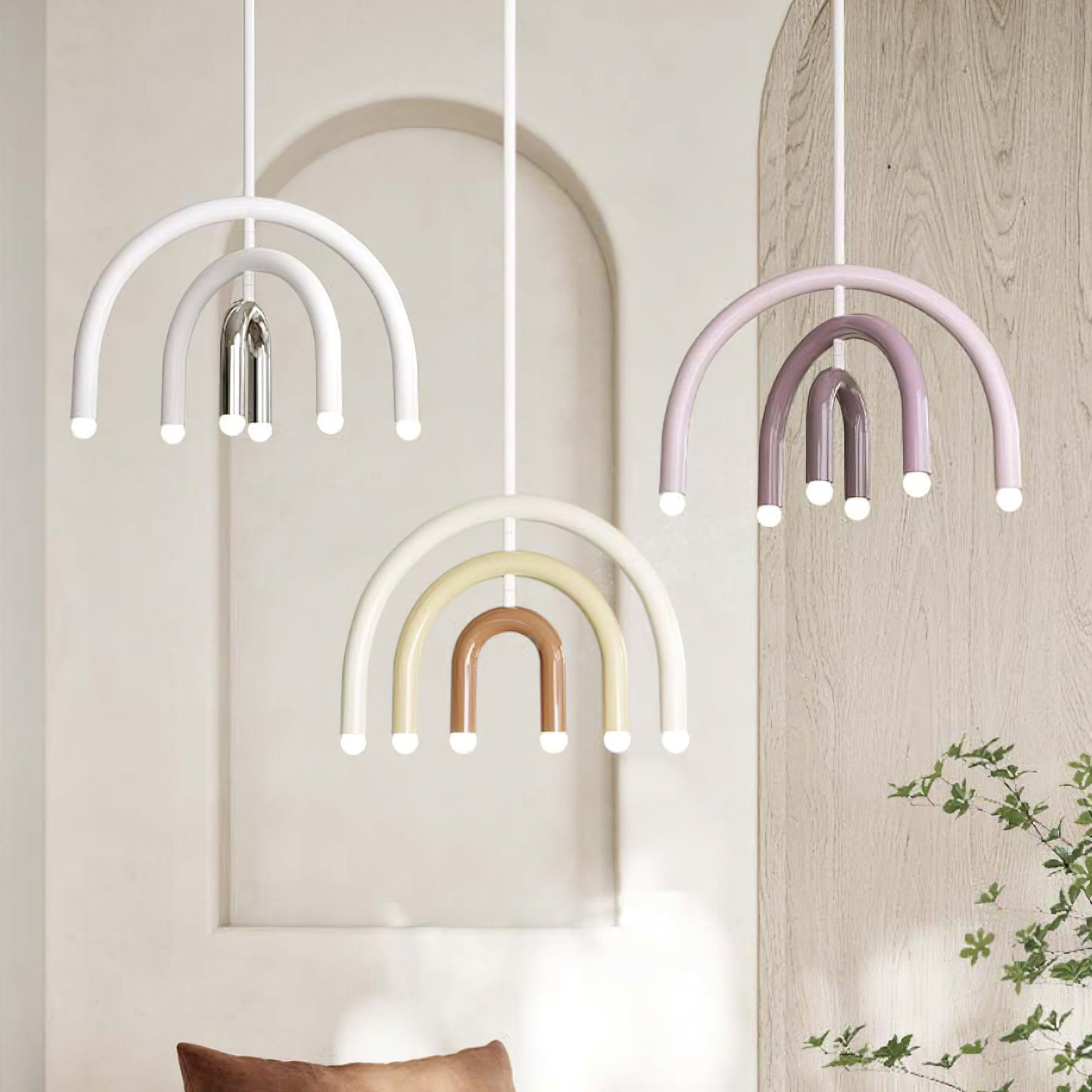 Pendant Lamp Rainbow Modern Metal Arc for Living and Dining Room